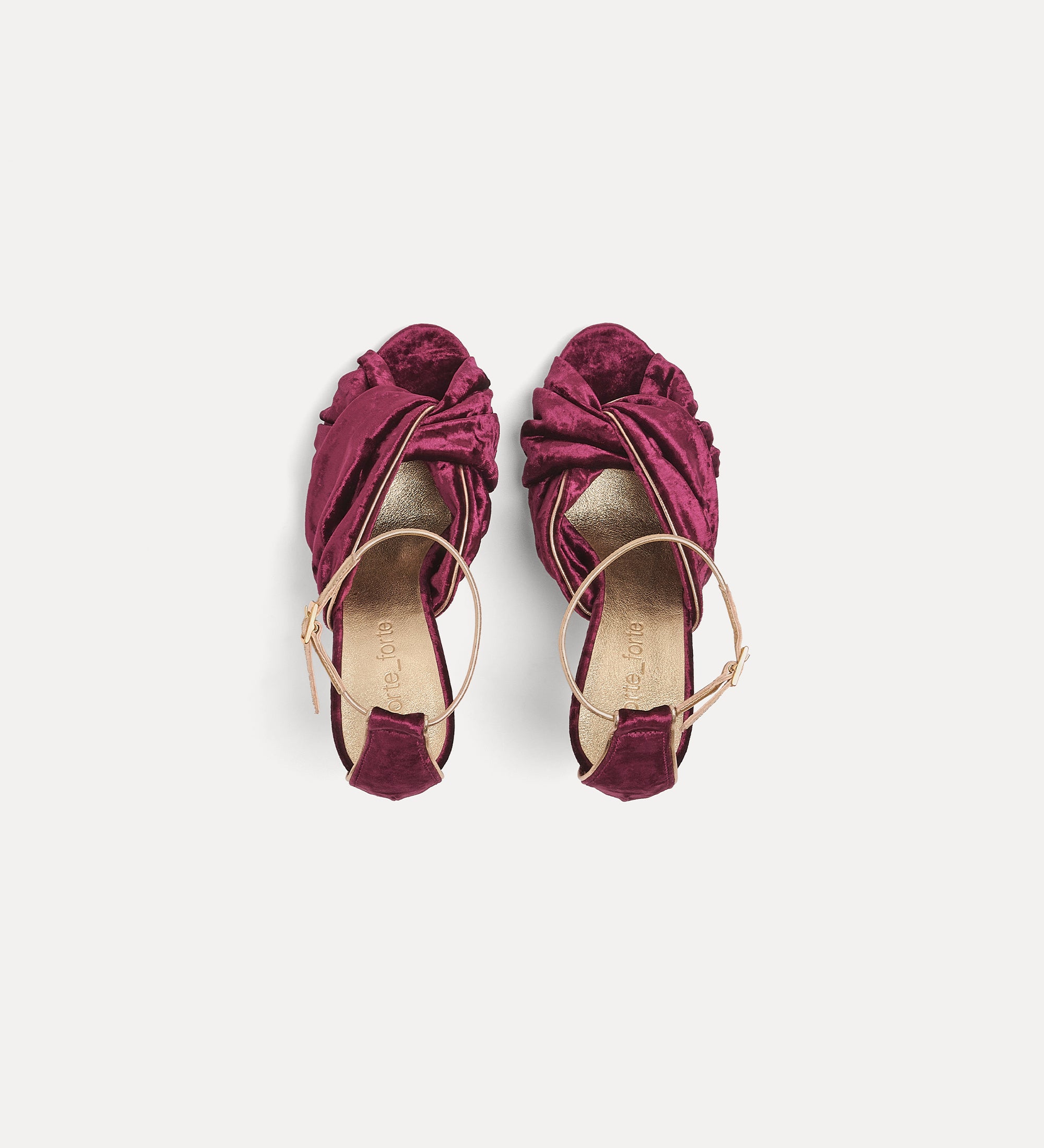velvet criss–cross sandals with high heels ruby