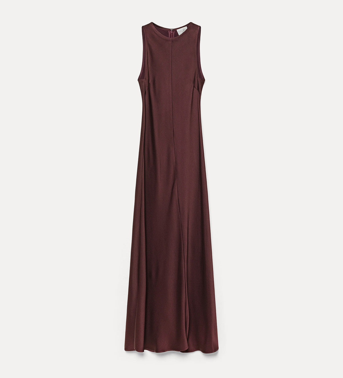 abito smanicato in envers satin chocolat noir