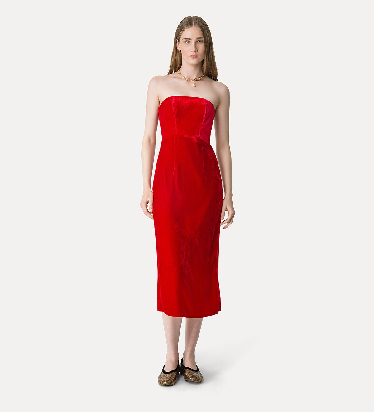 abito bustier con maniche removibili in velluto liscio love