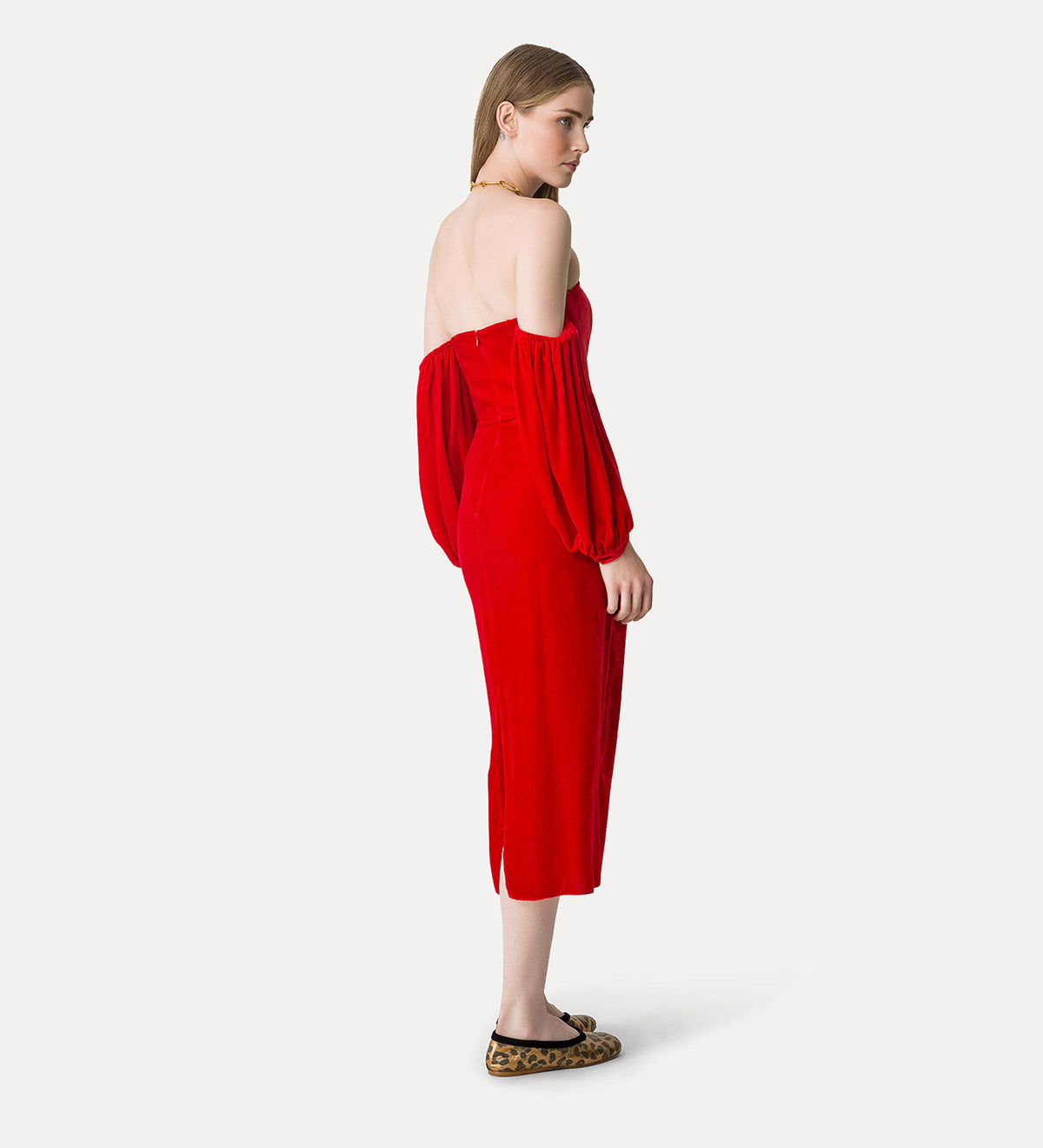 abito bustier con maniche removibili in velluto liscio love