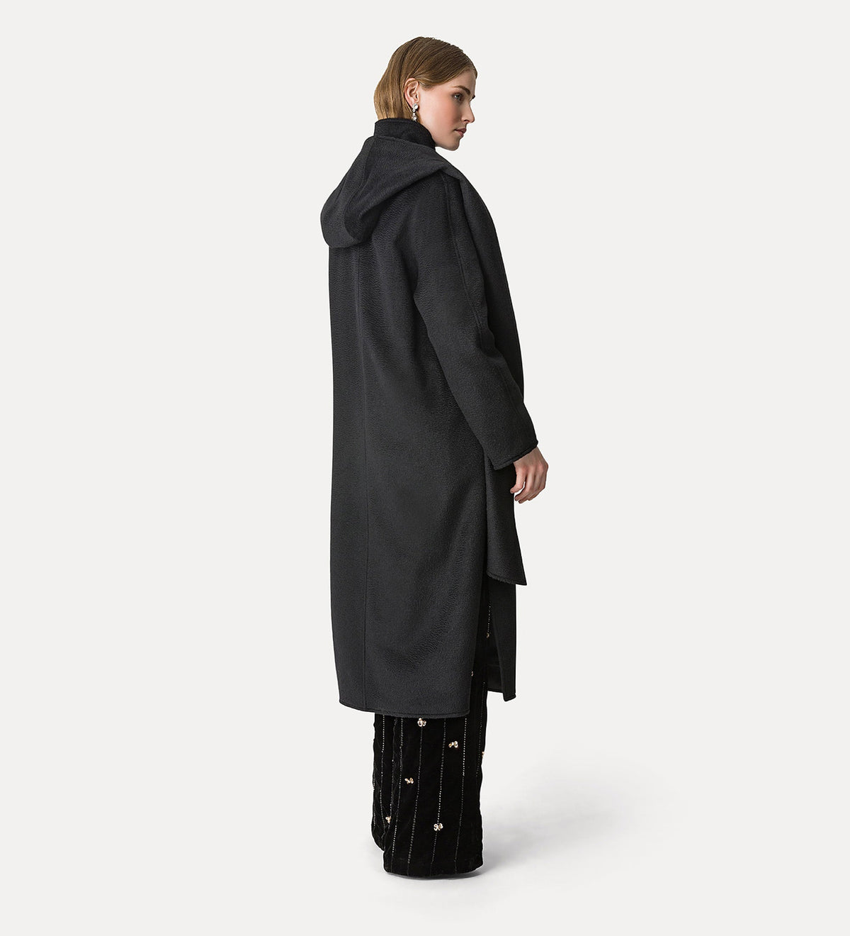 cappotto in lana mohair effetto astrakan noir