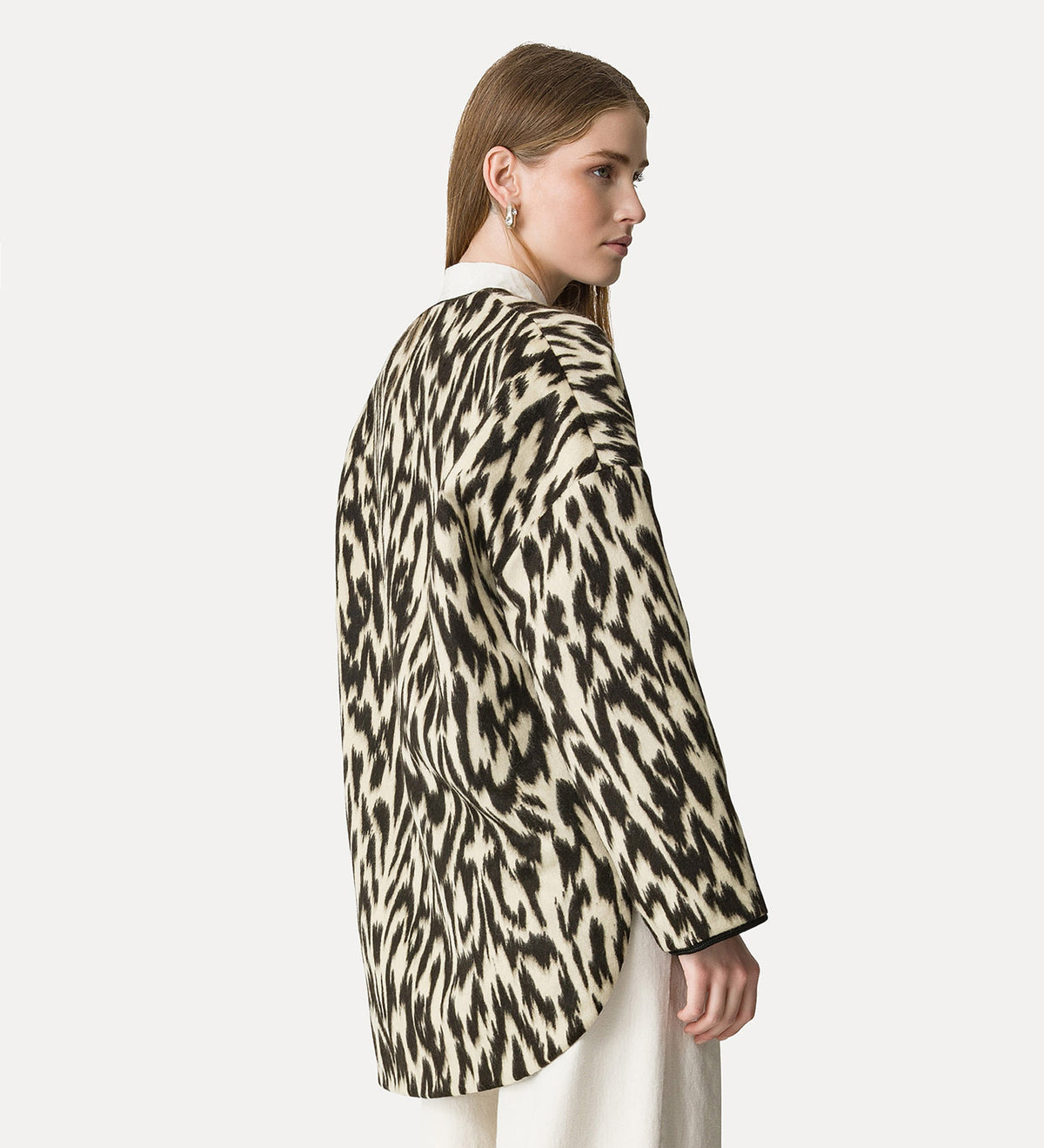 giaccone in panno jacquard “moiré” honey