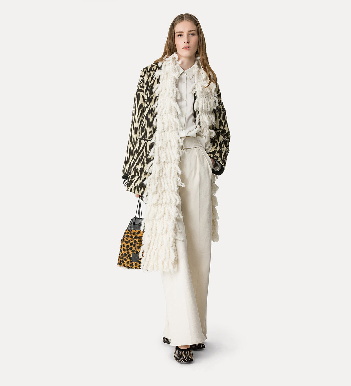 giaccone in panno jacquard “moiré” honey