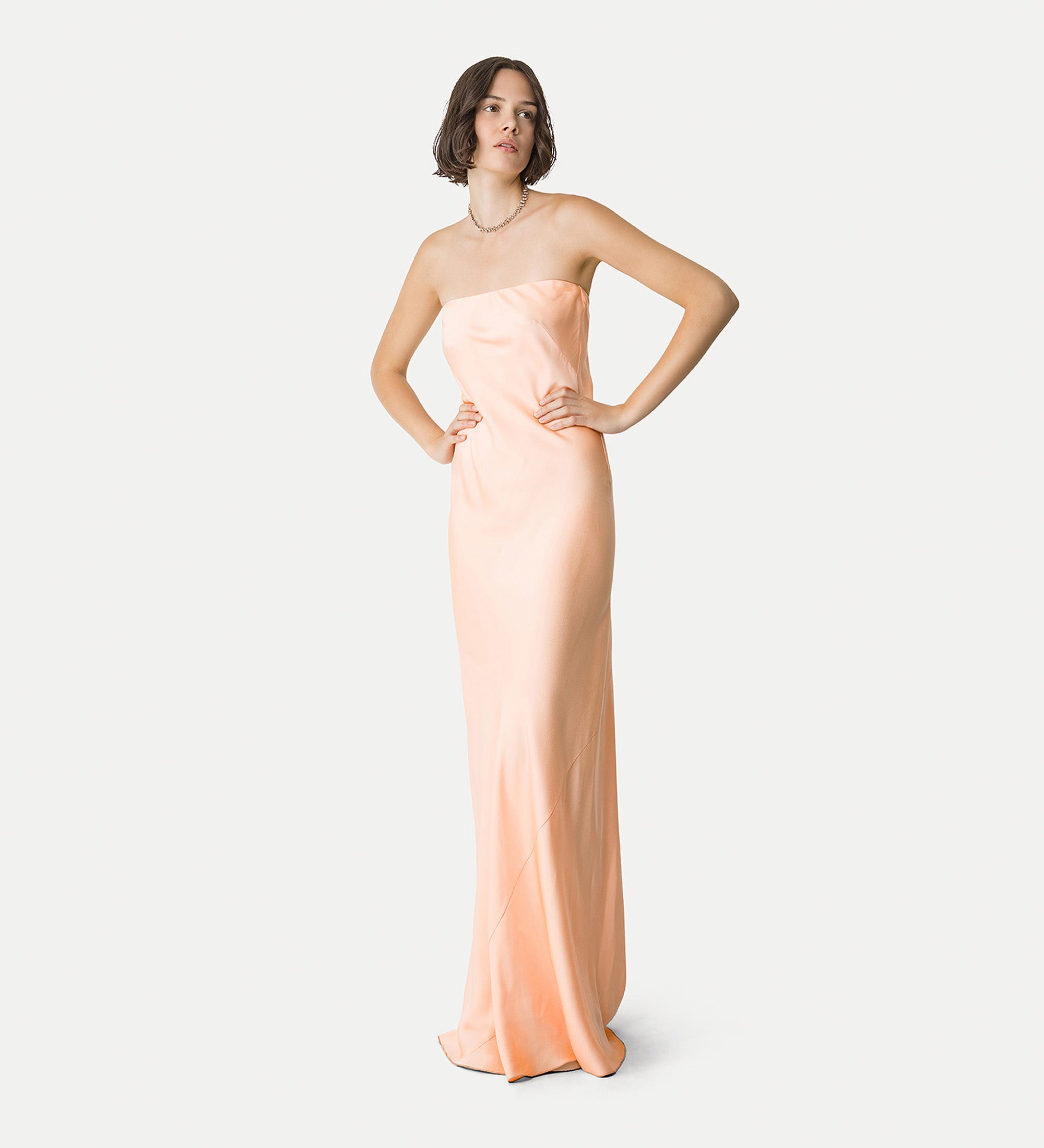 long dress in envers satin pink