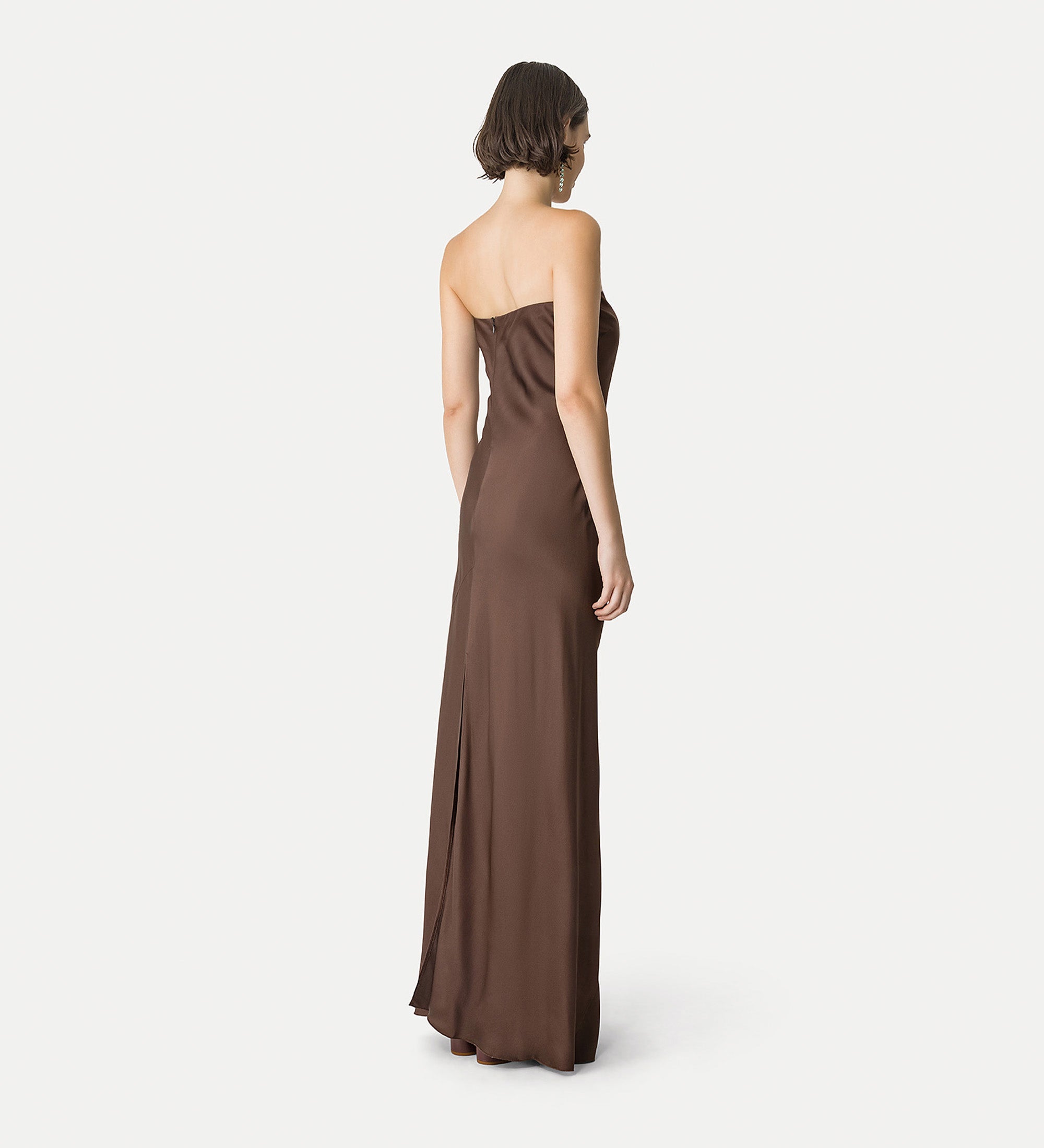 elegant dress in envers satin brown