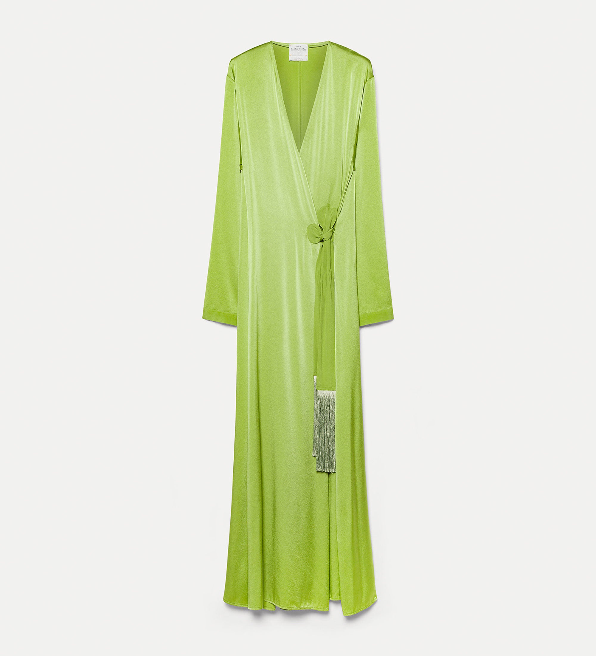 abito m/ lunga incrociato raso seta stretch shiny aloe