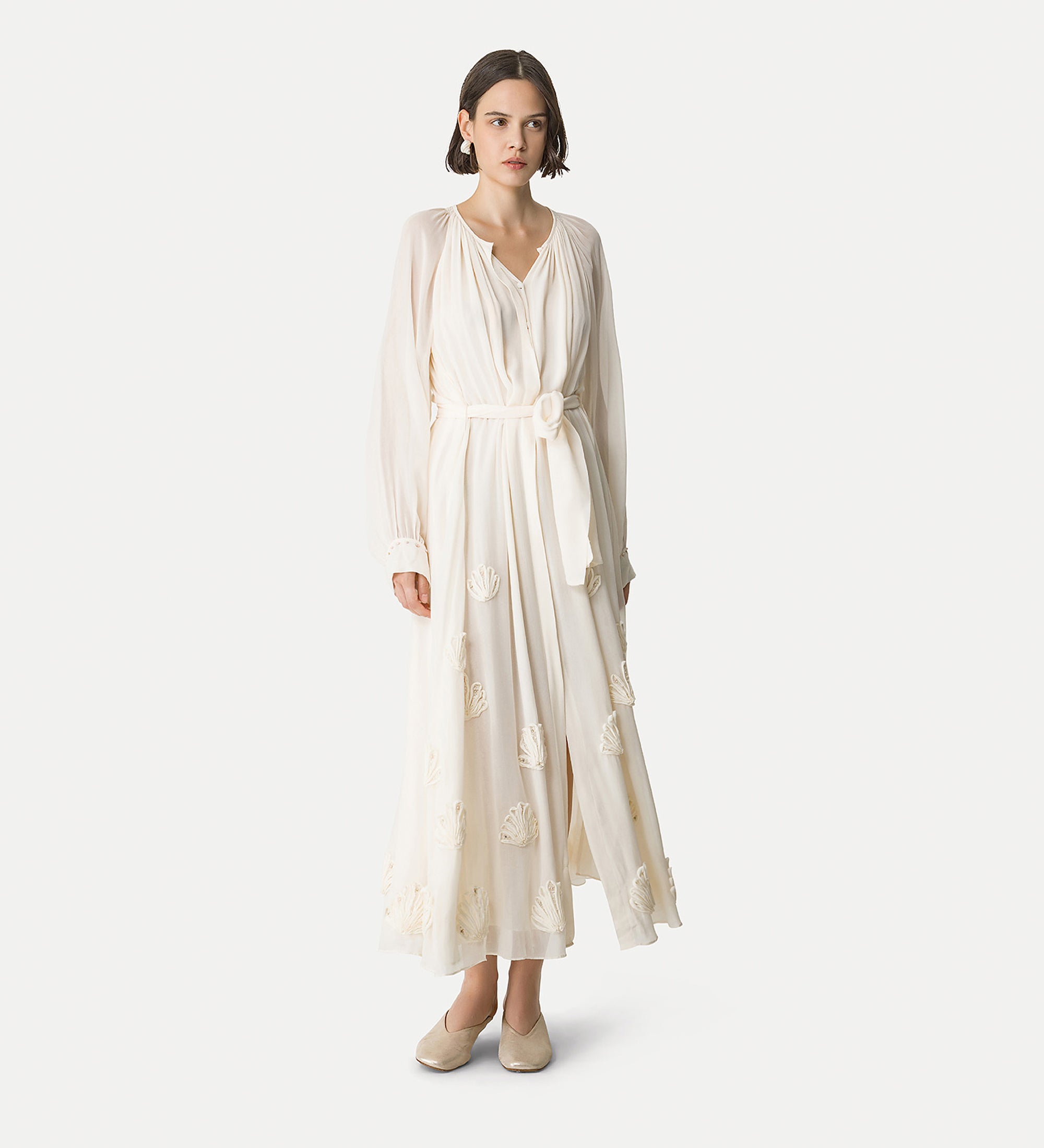 georgette dress with “lunamaris” embroidery white