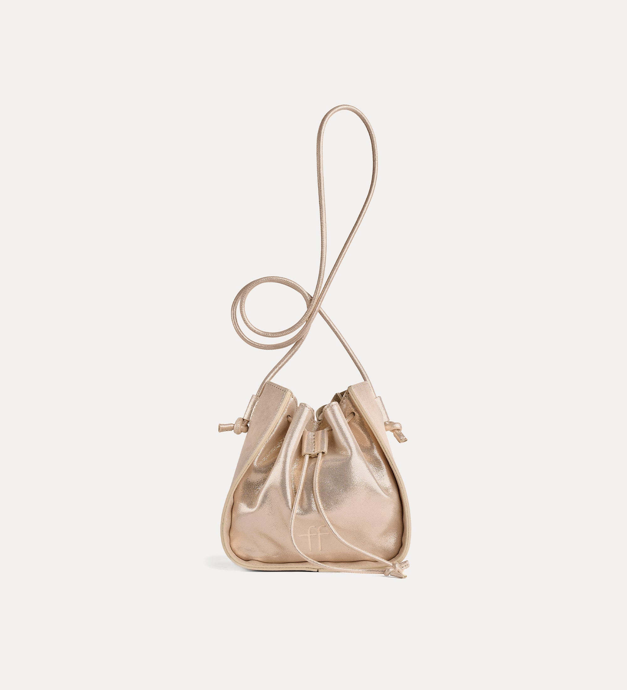 small laminated bucket bag yellow gold