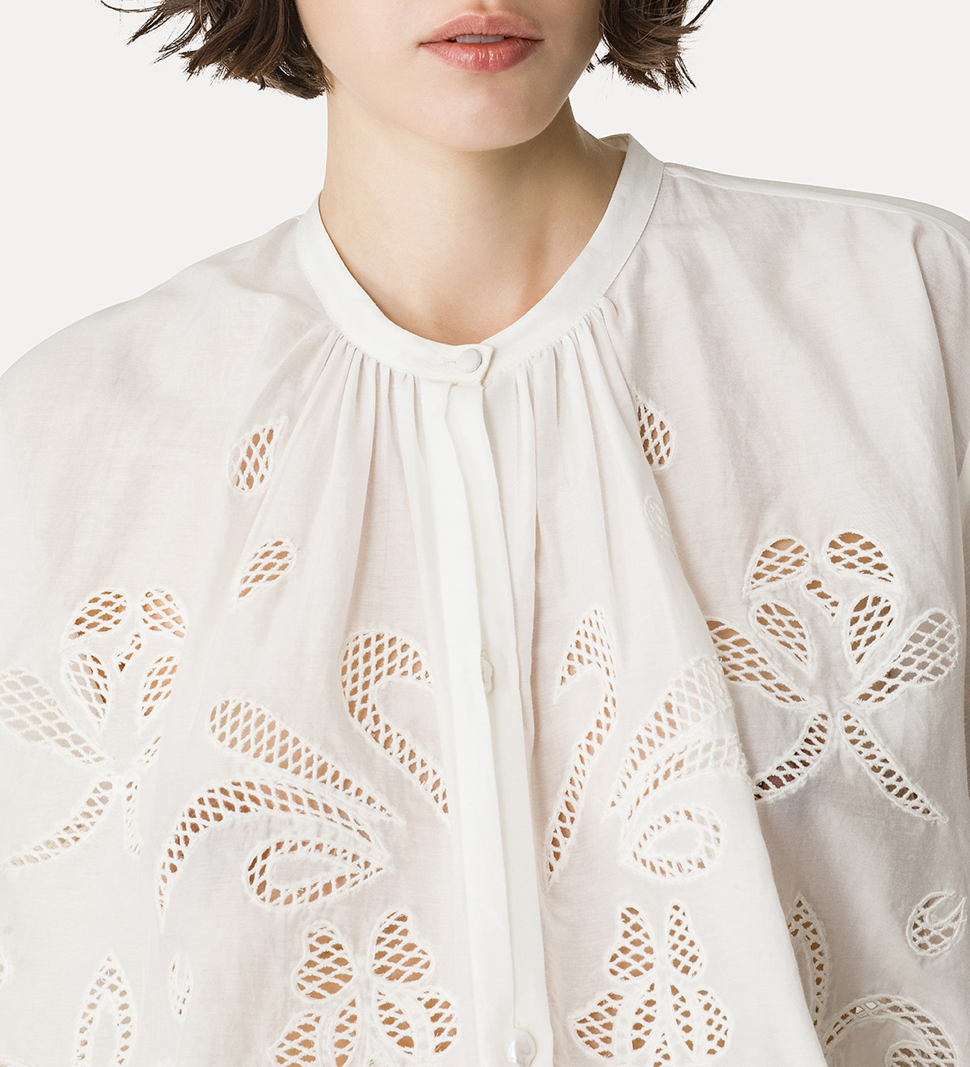 bohemian voile shirt with “lunamaris” embroidery white