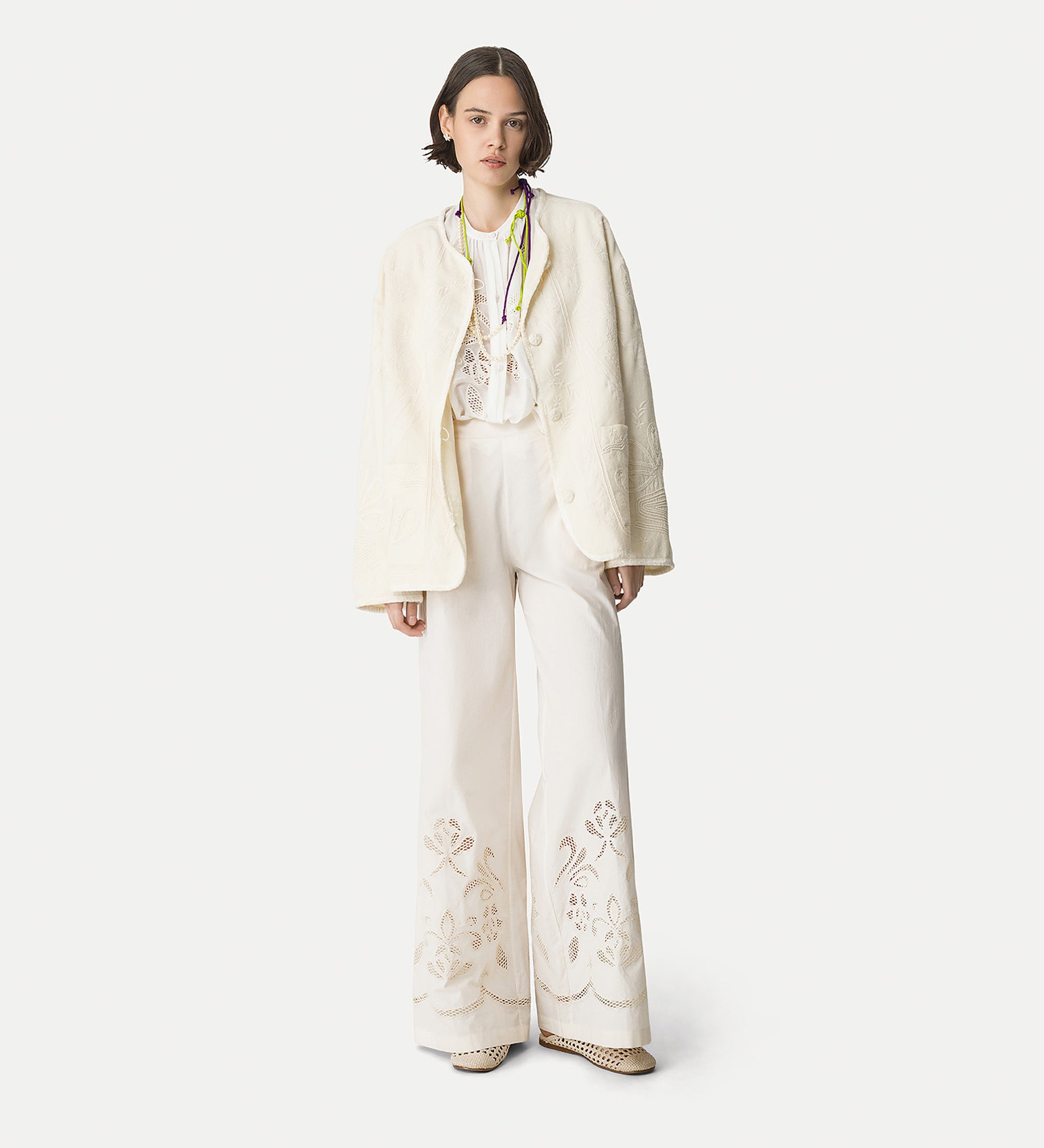 bohemian voile shirt with “lunamaris” embroidery white