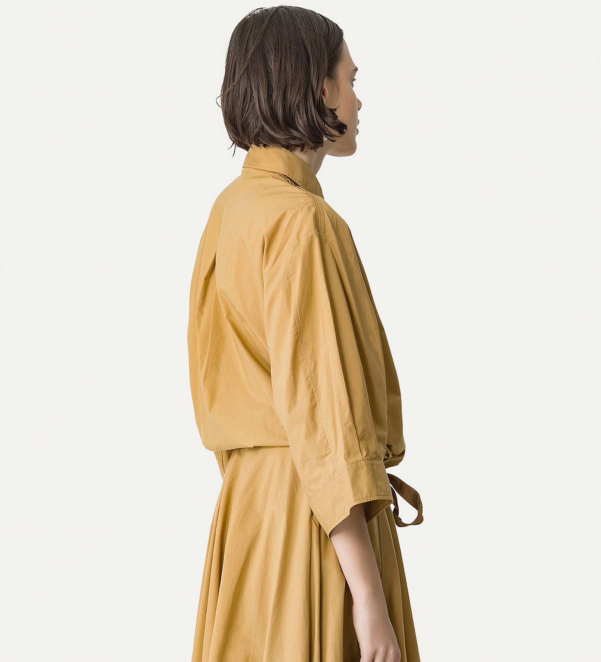 half—sleeve poplin shirt yellow gold