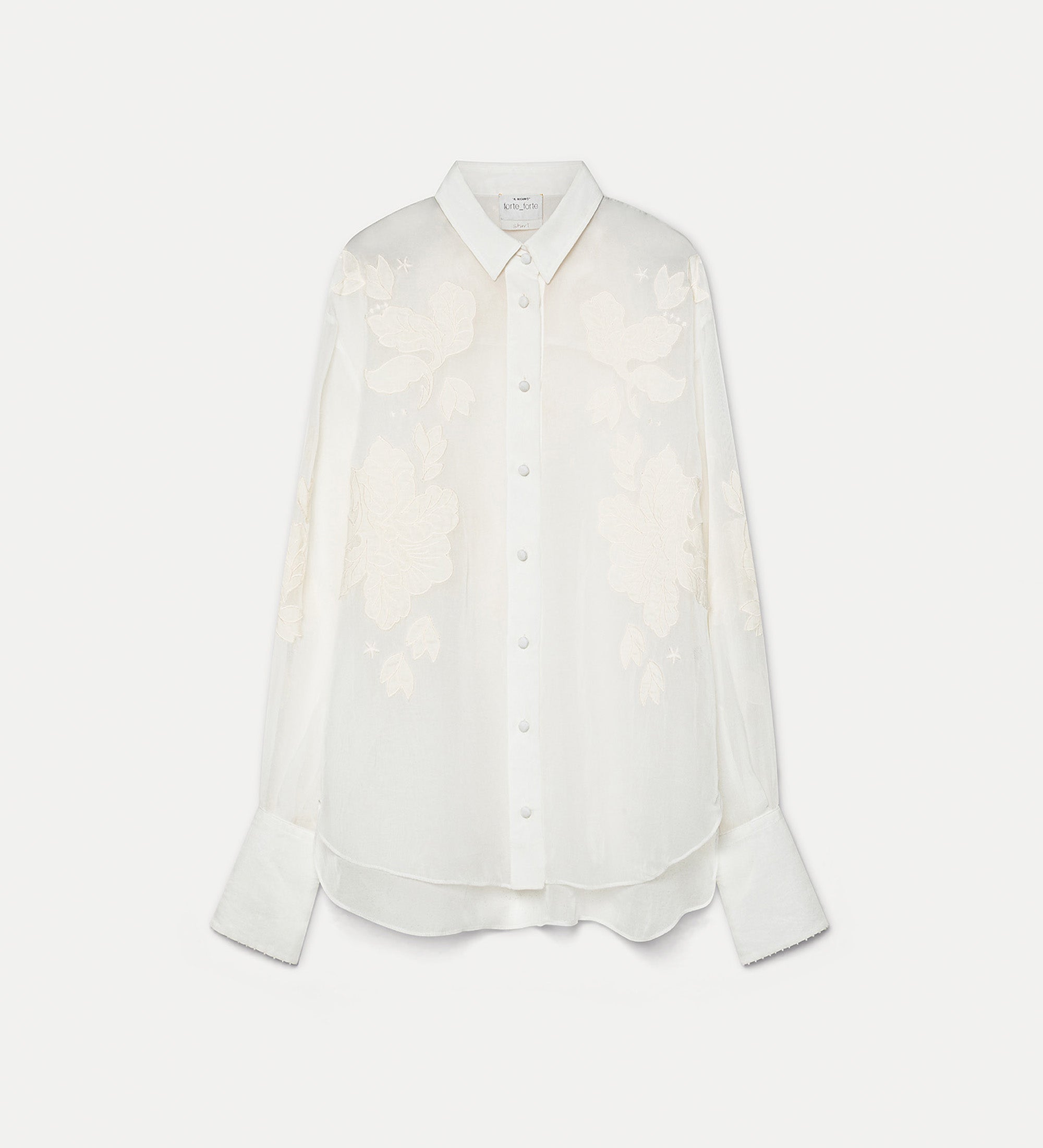 camicia organza ricamo "iris velvet" avorio