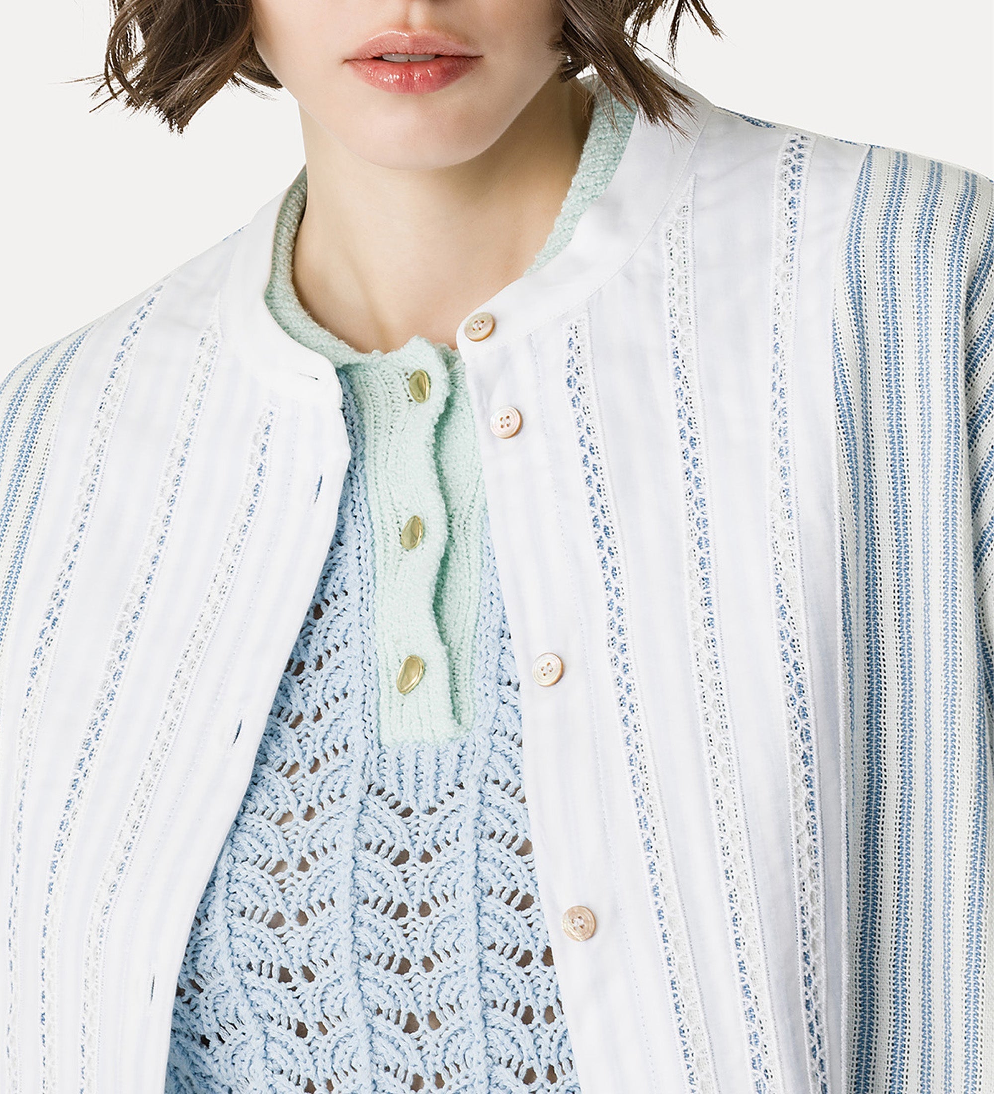 long shirt with english—style stitching light blue