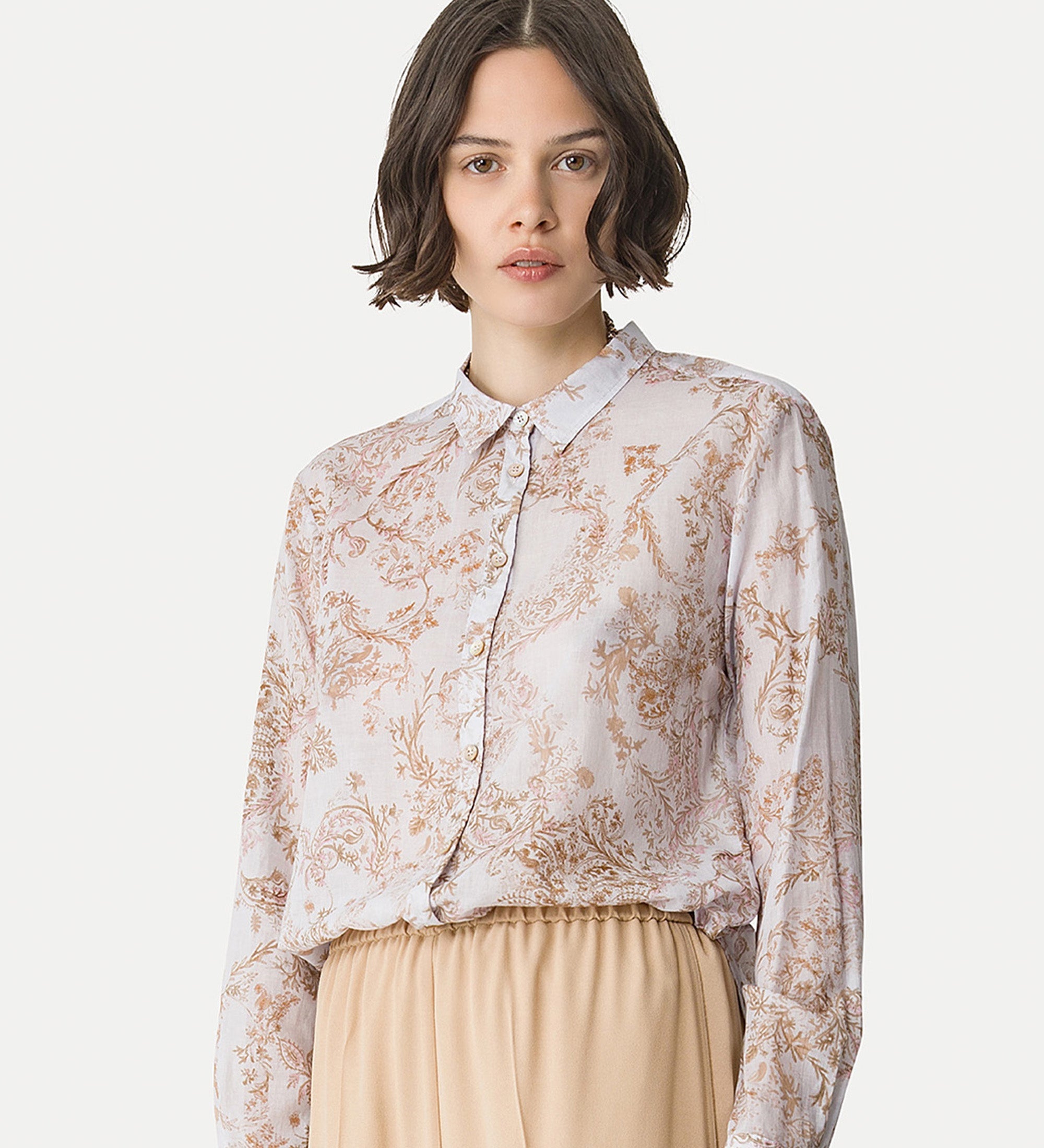 regular—fit voile shirt “nontiscordardime” pink