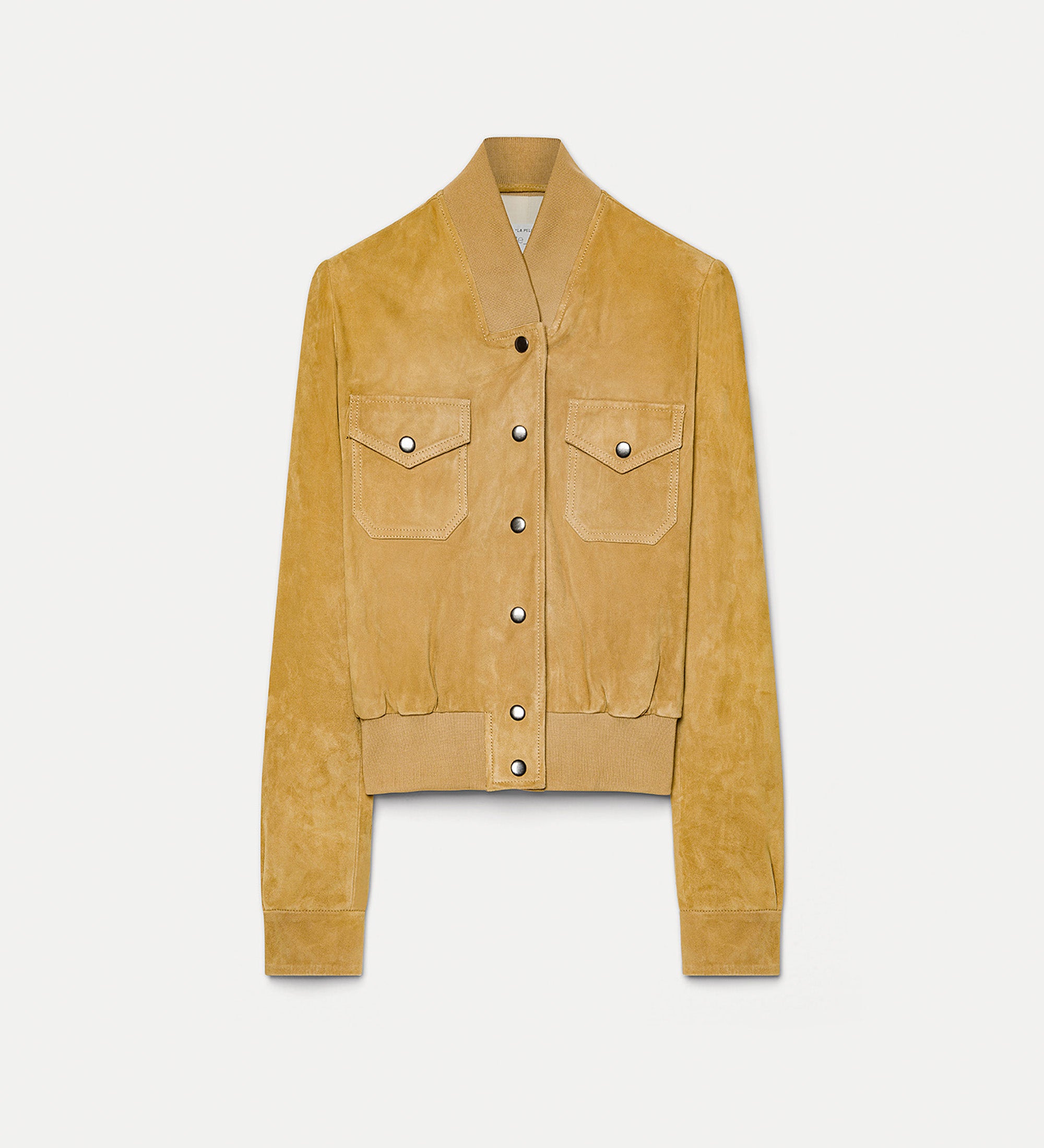 suede bomber jacket yellow gold