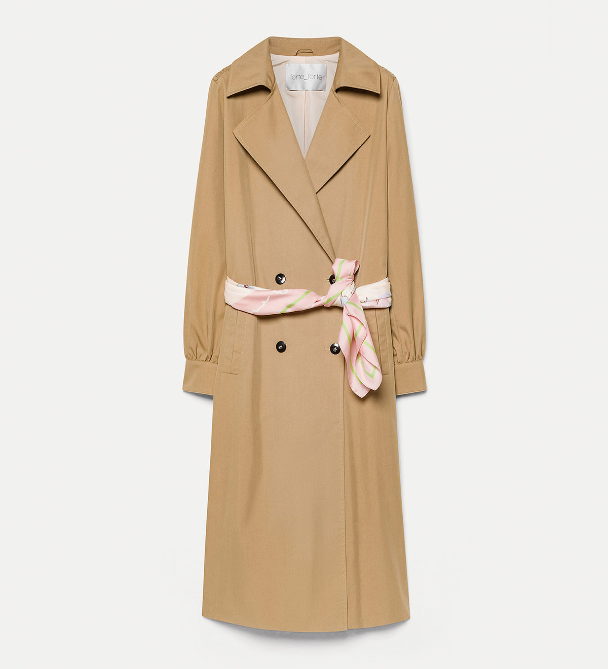 trench coat in waterproof twill sand | forte_forte