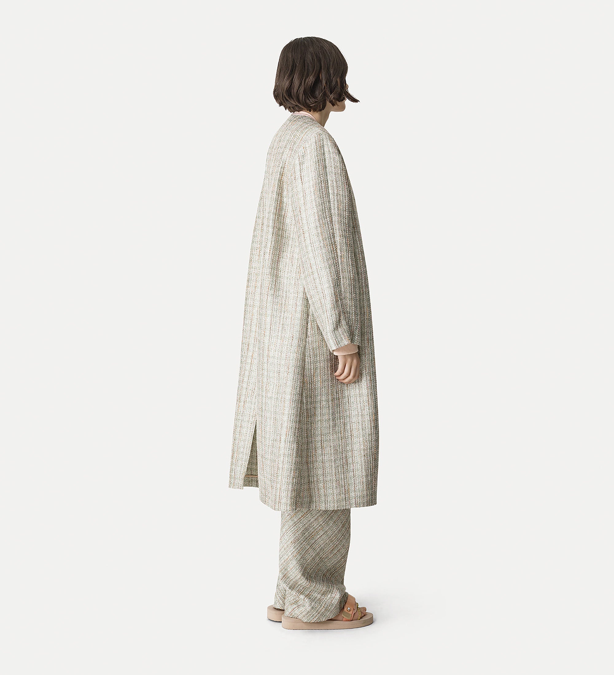 lightweight lurex duster coat silver