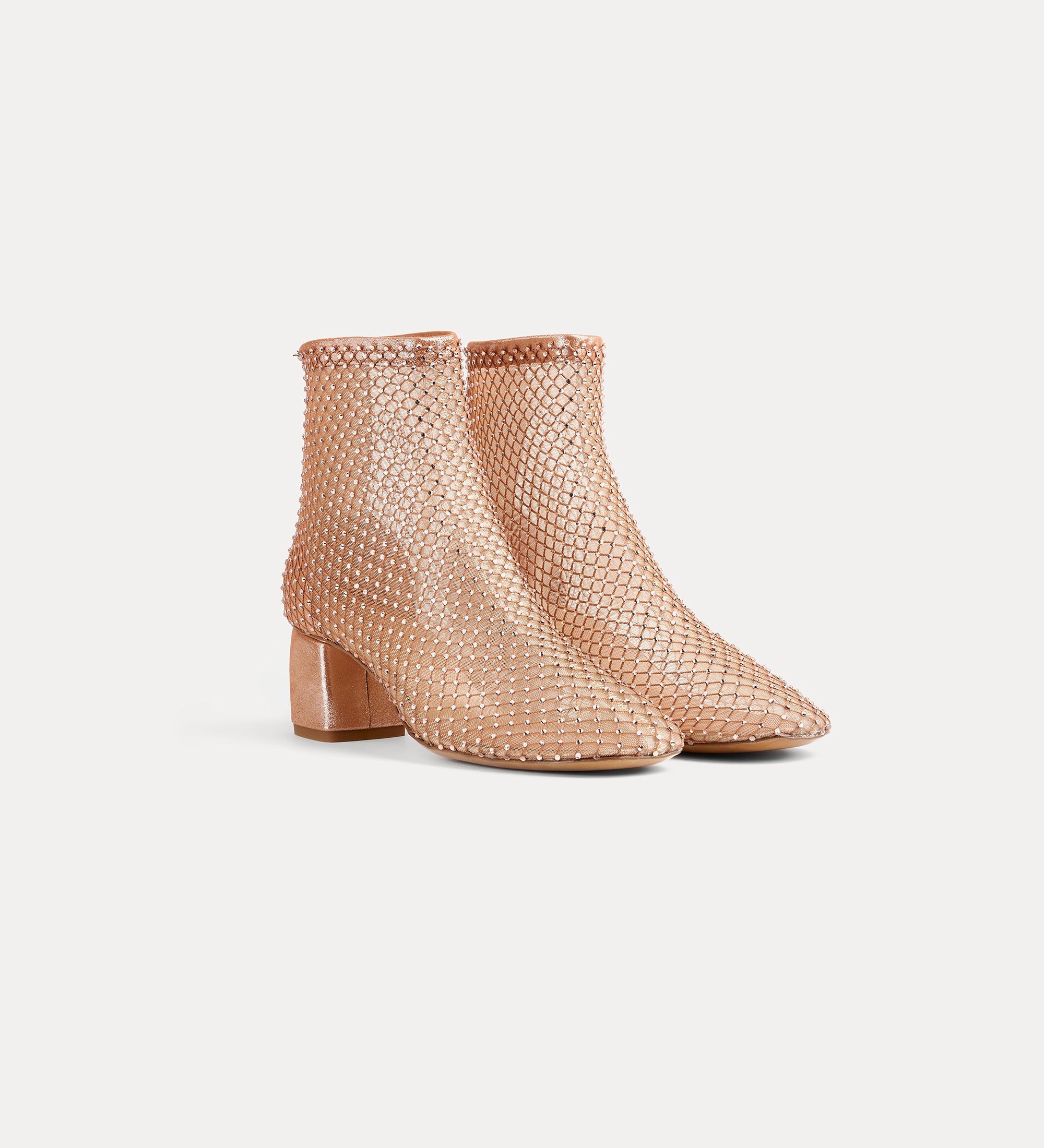 chic “my alma” mesh ankle boot with diamanté detailing yellow gold