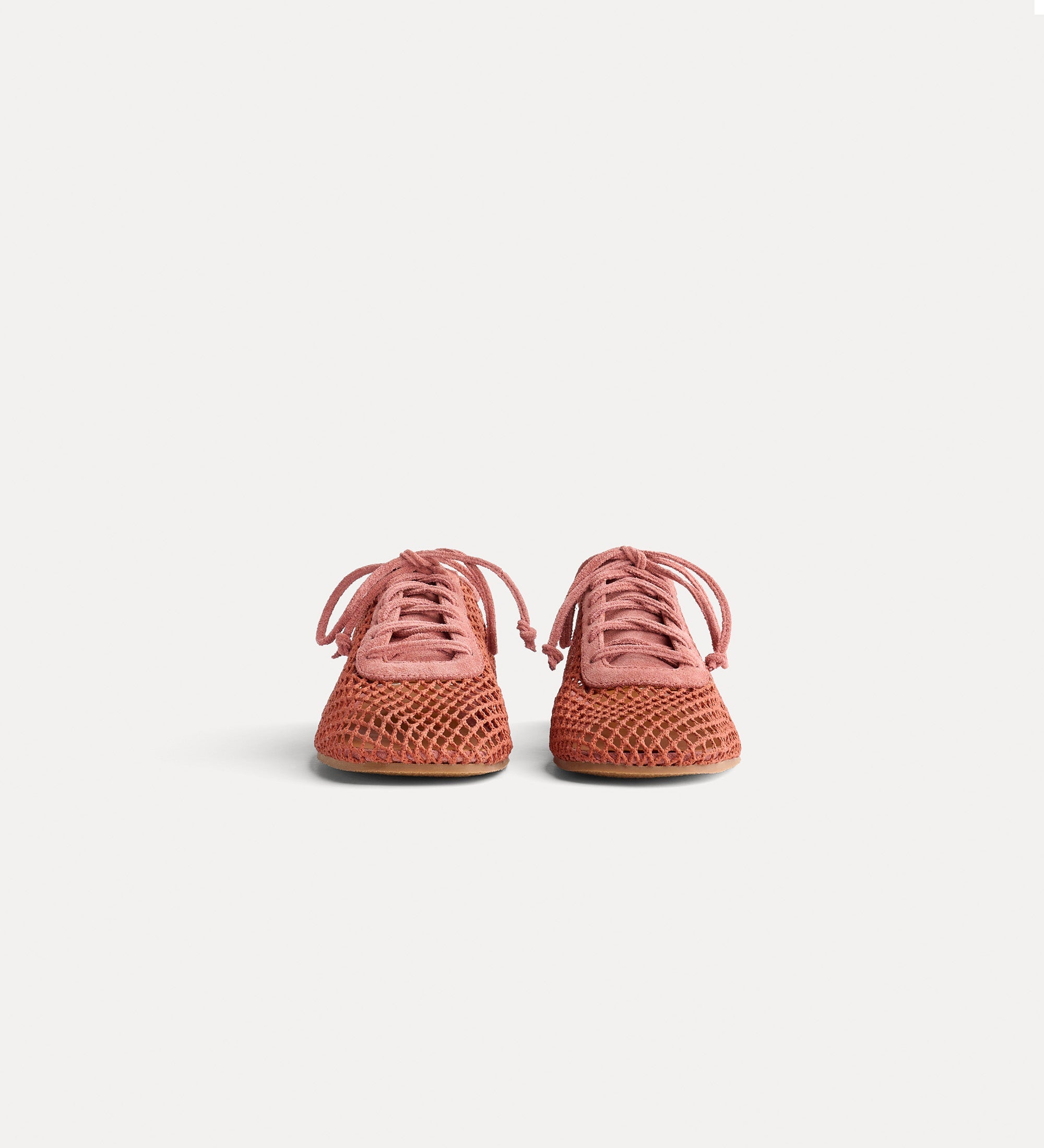 lace—up mesh shoes yellow gold