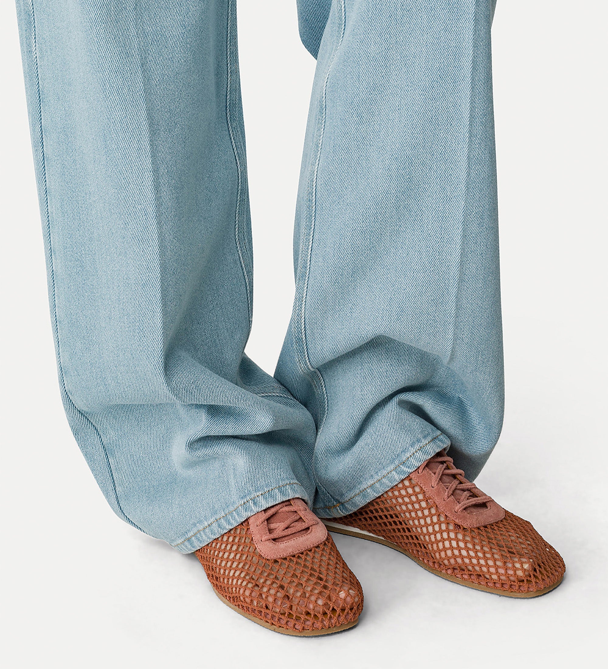 lace—up mesh shoes yellow gold