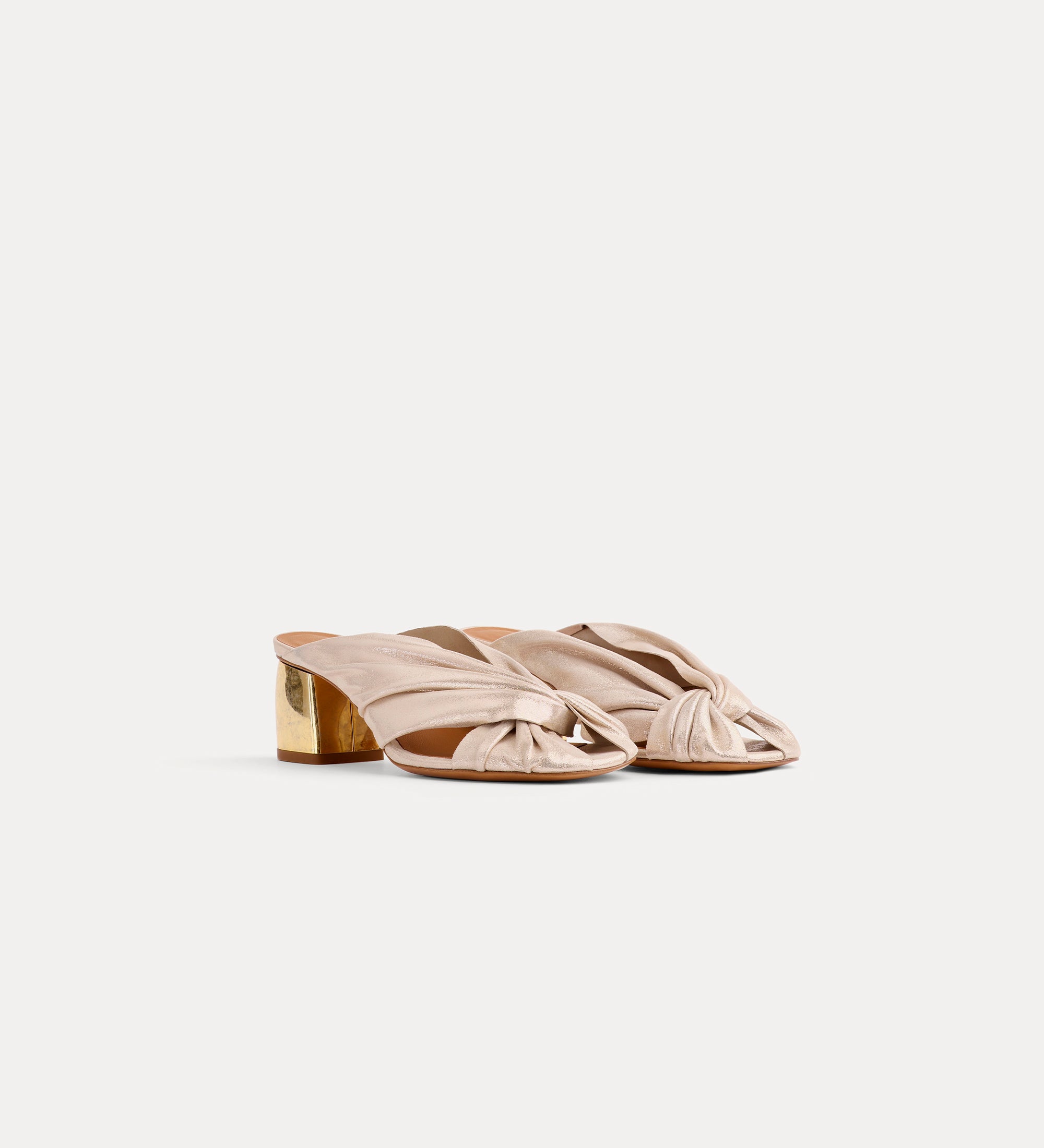 crossed laminated leather sandal yellow gold