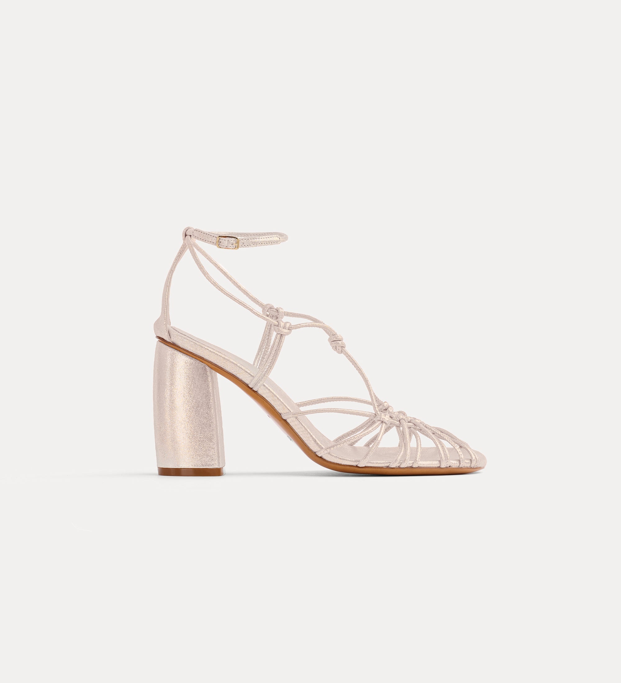 high—heel sandals in laminated leather white