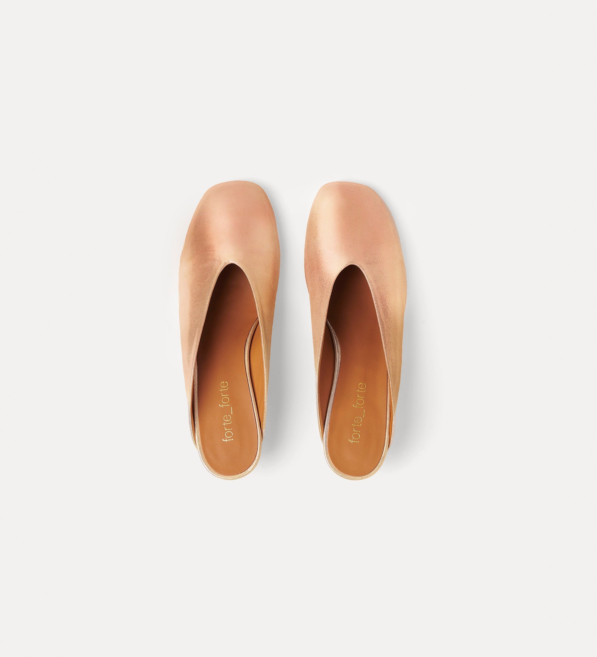 laminated leather mules with metallic heel pink