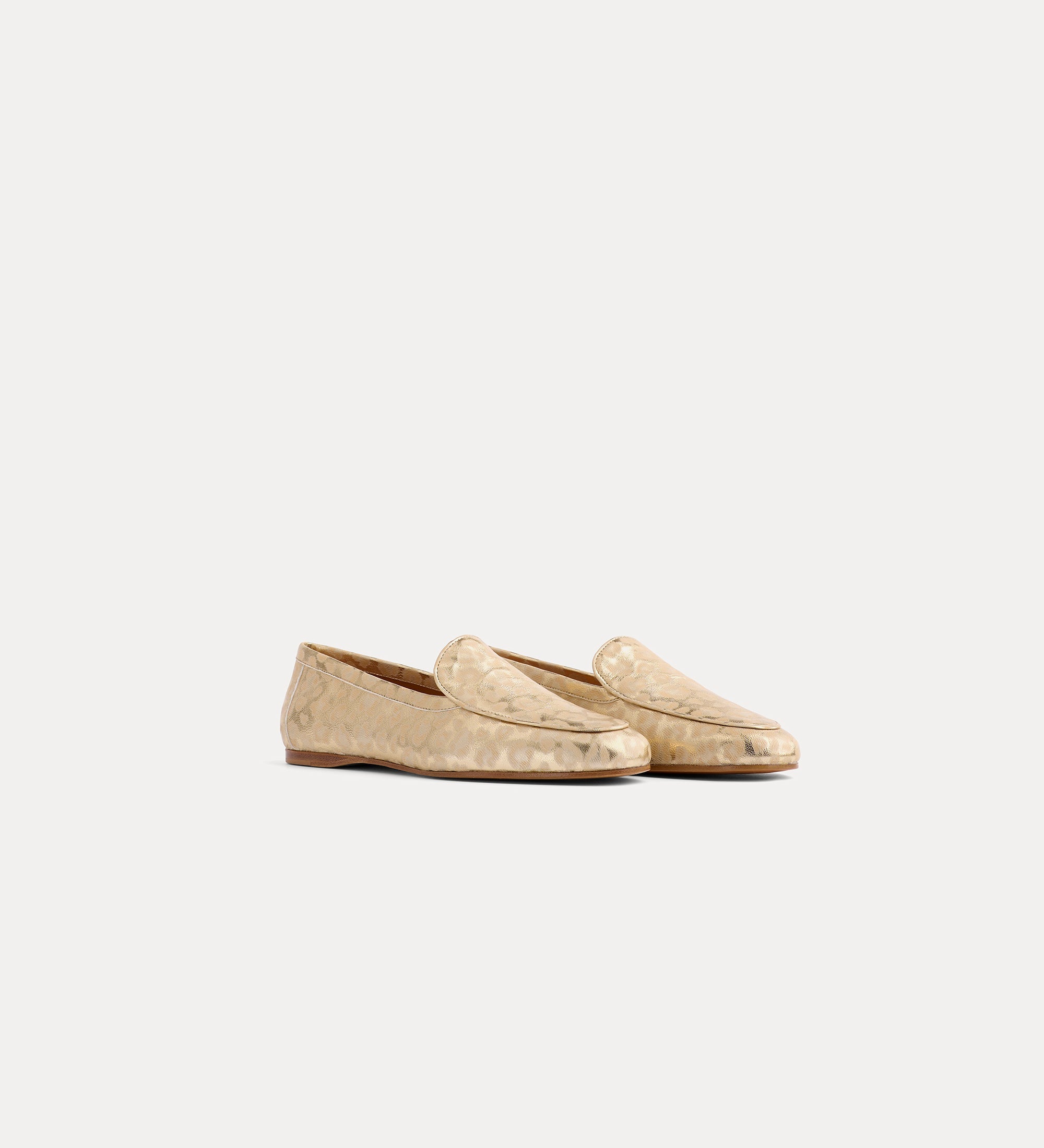 laminated loafers with leopard print yellow gold