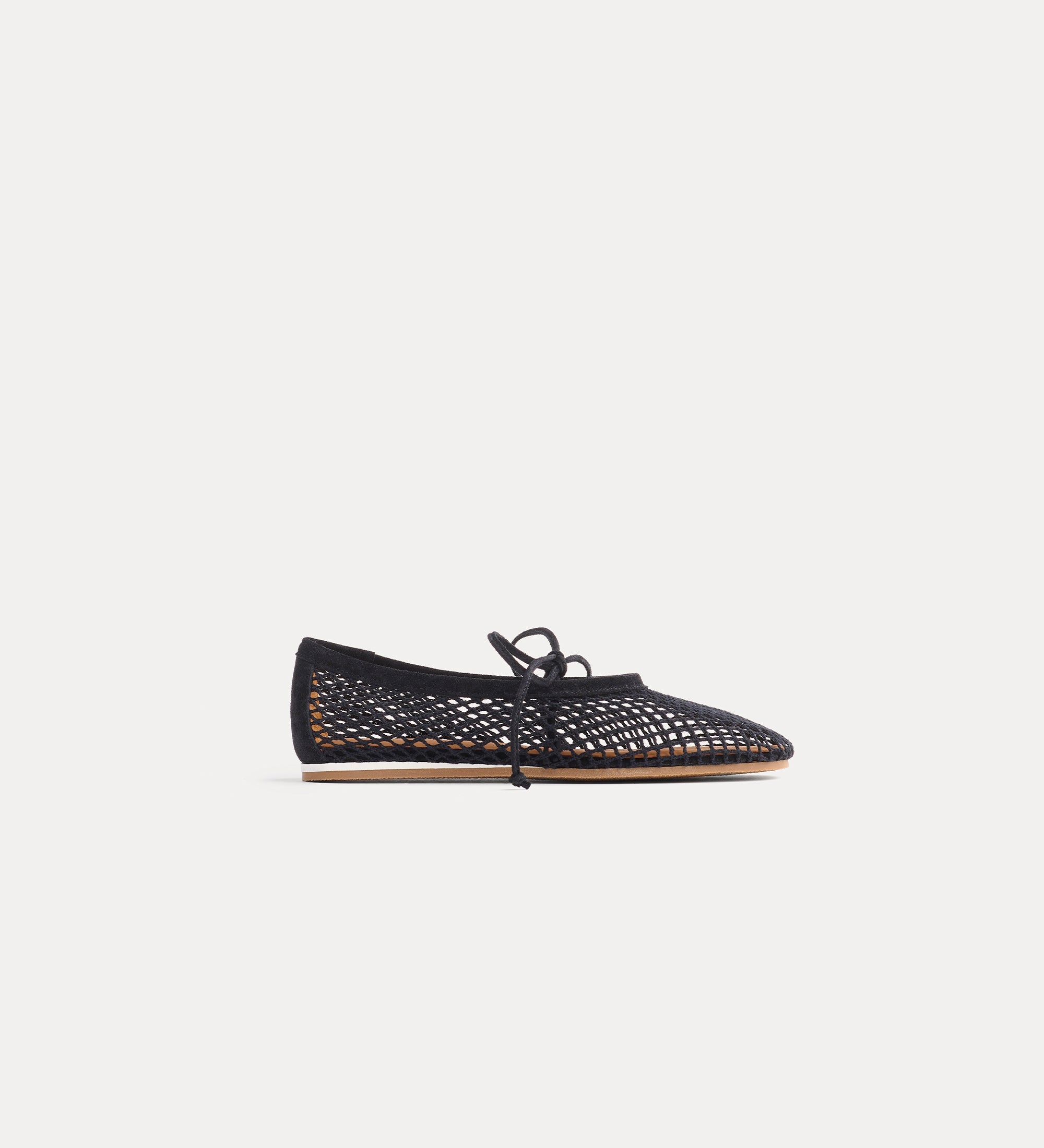 cotton mesh ballerina flats black