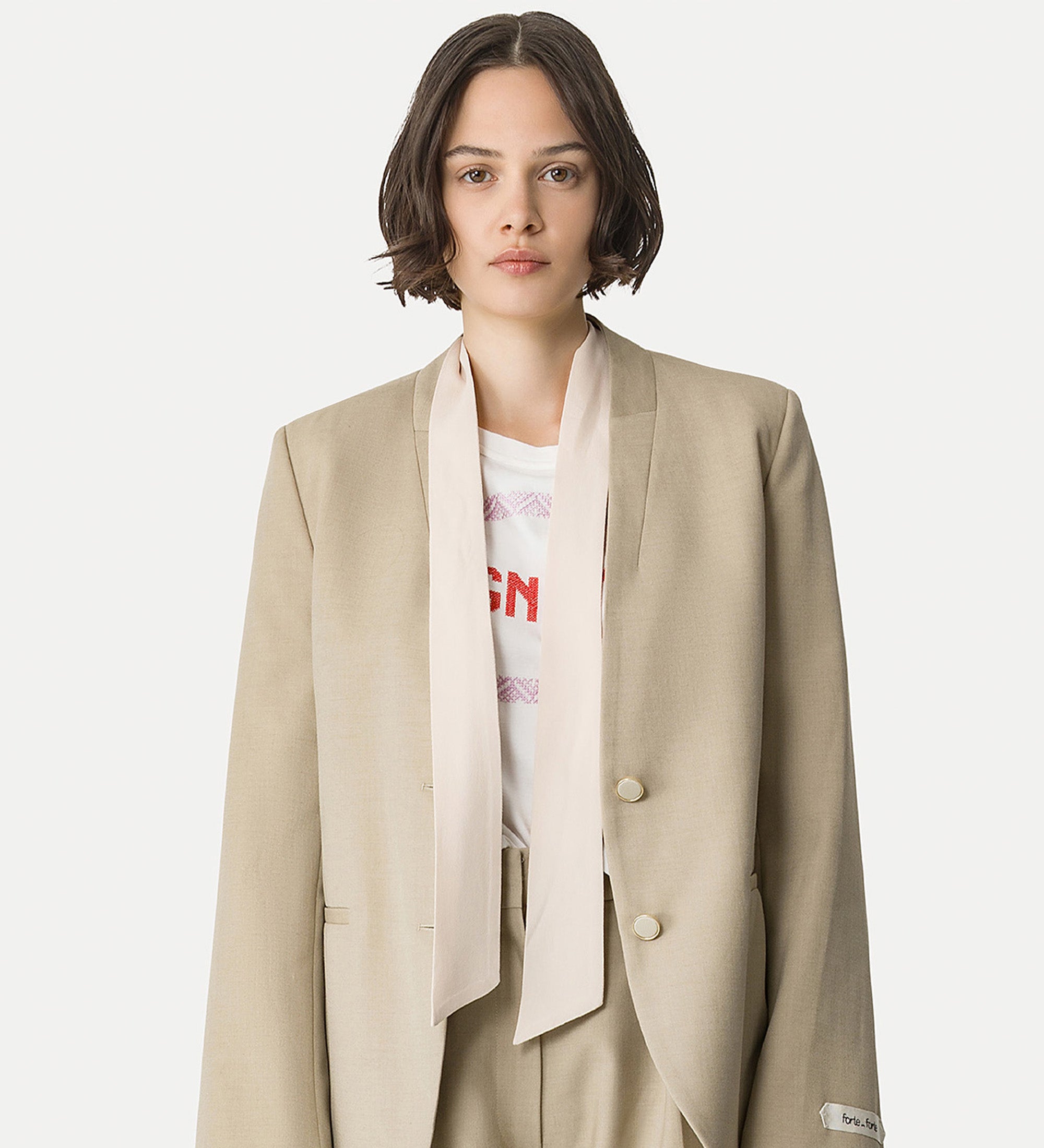 jacket with matching scarf in grain de poudre ecru