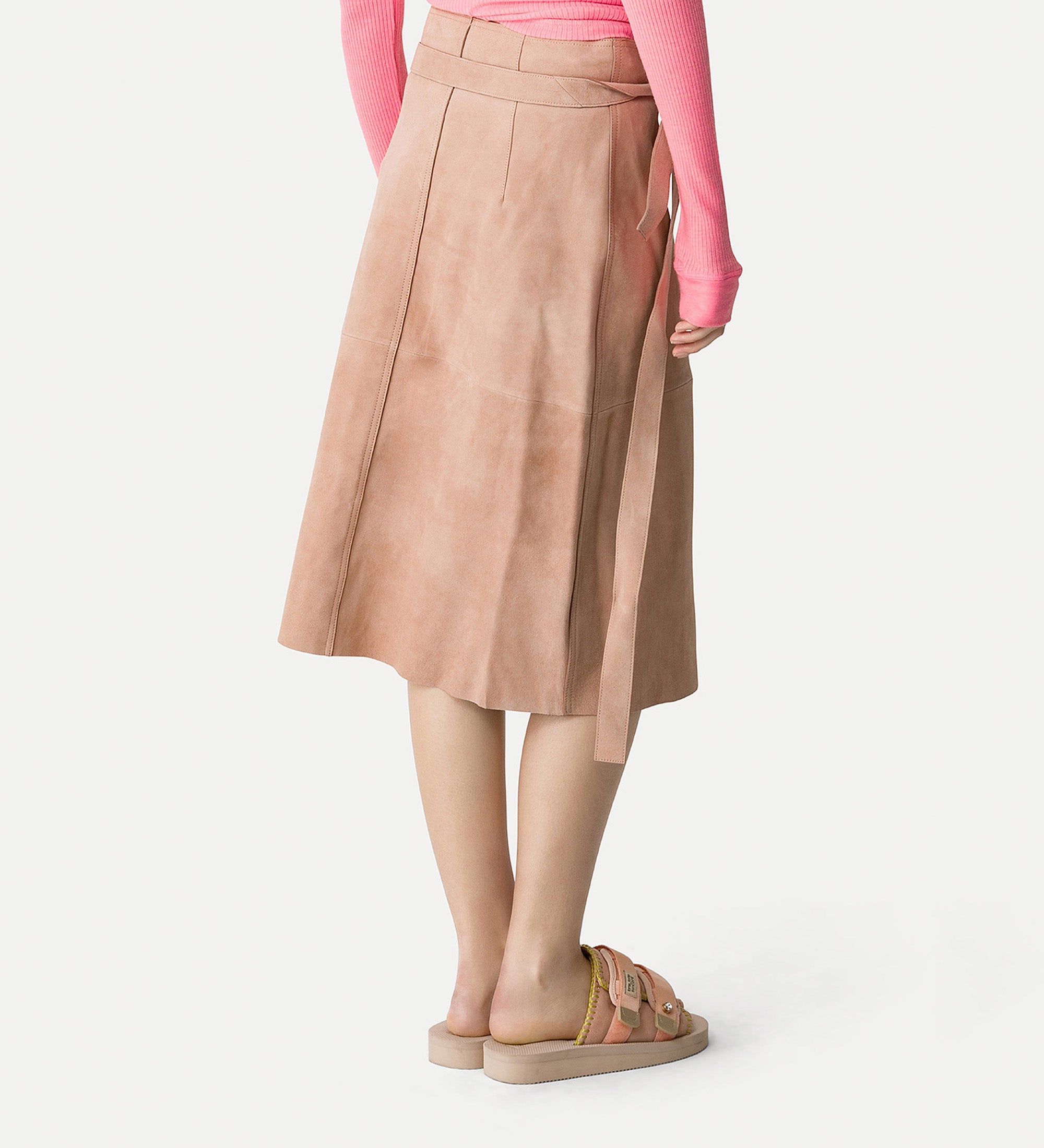sarong skirt in suede pink