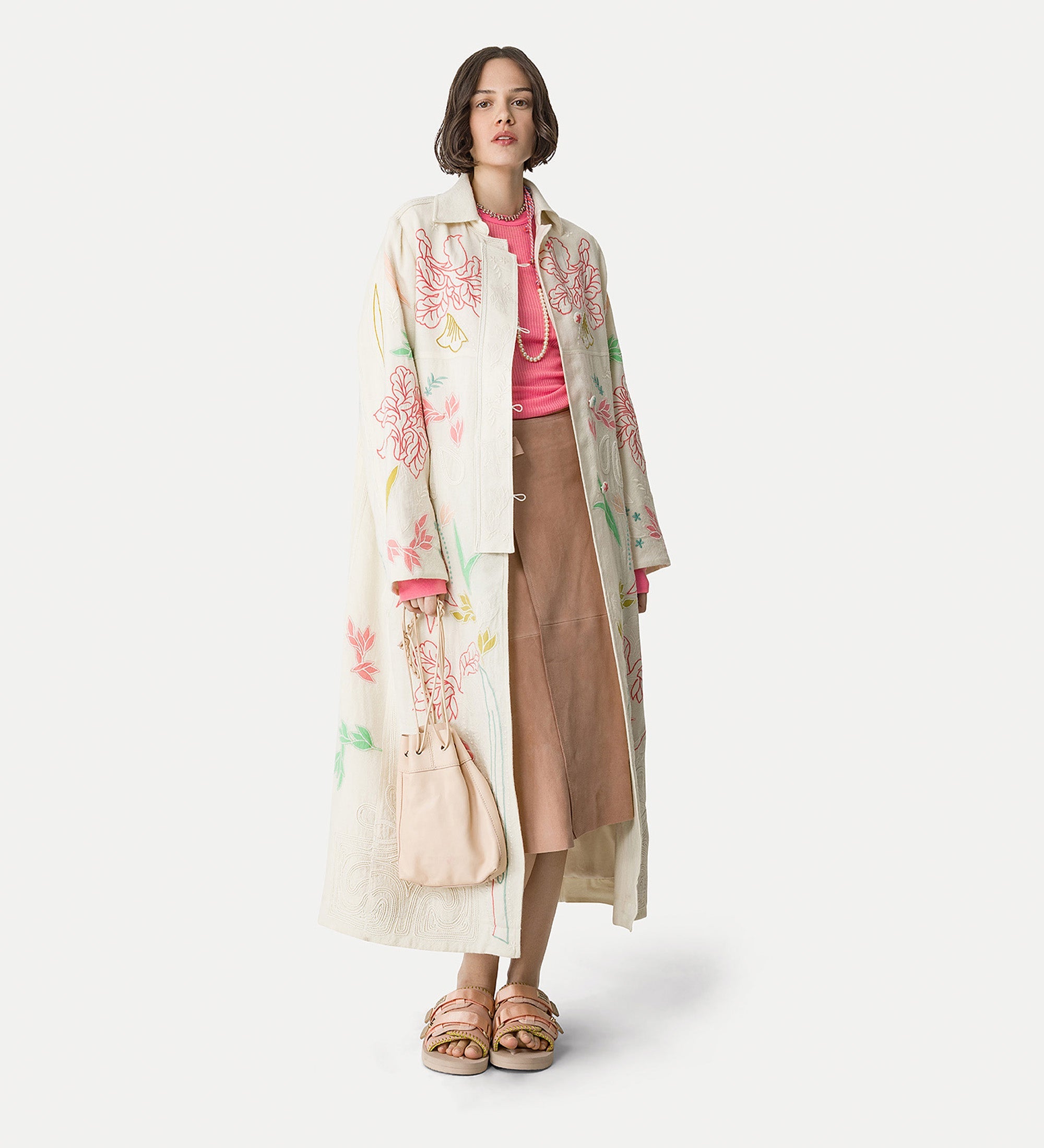 sarong skirt in suede pink