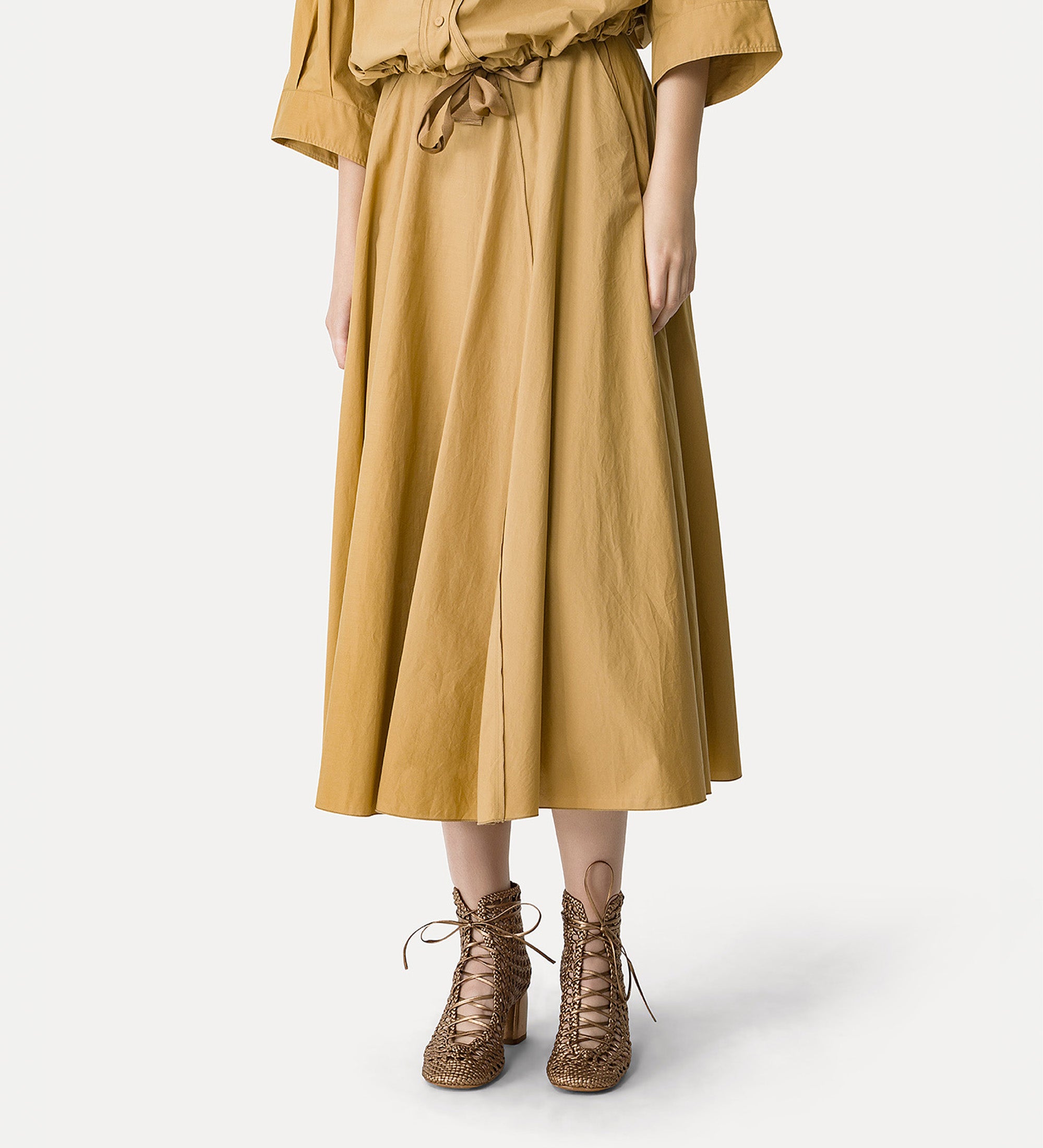 poplin skirt yellow gold