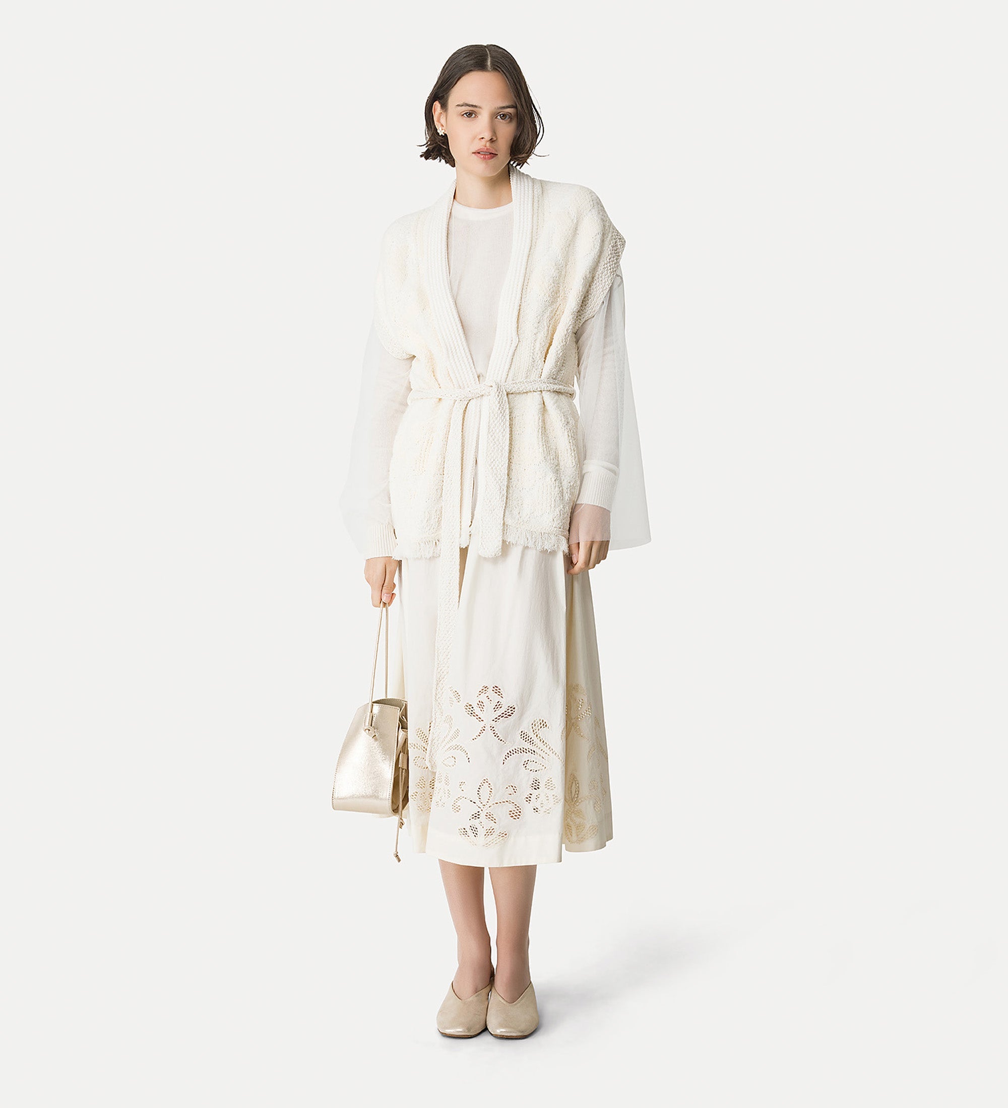 poplin skirt with “lunamaris” embroidery white