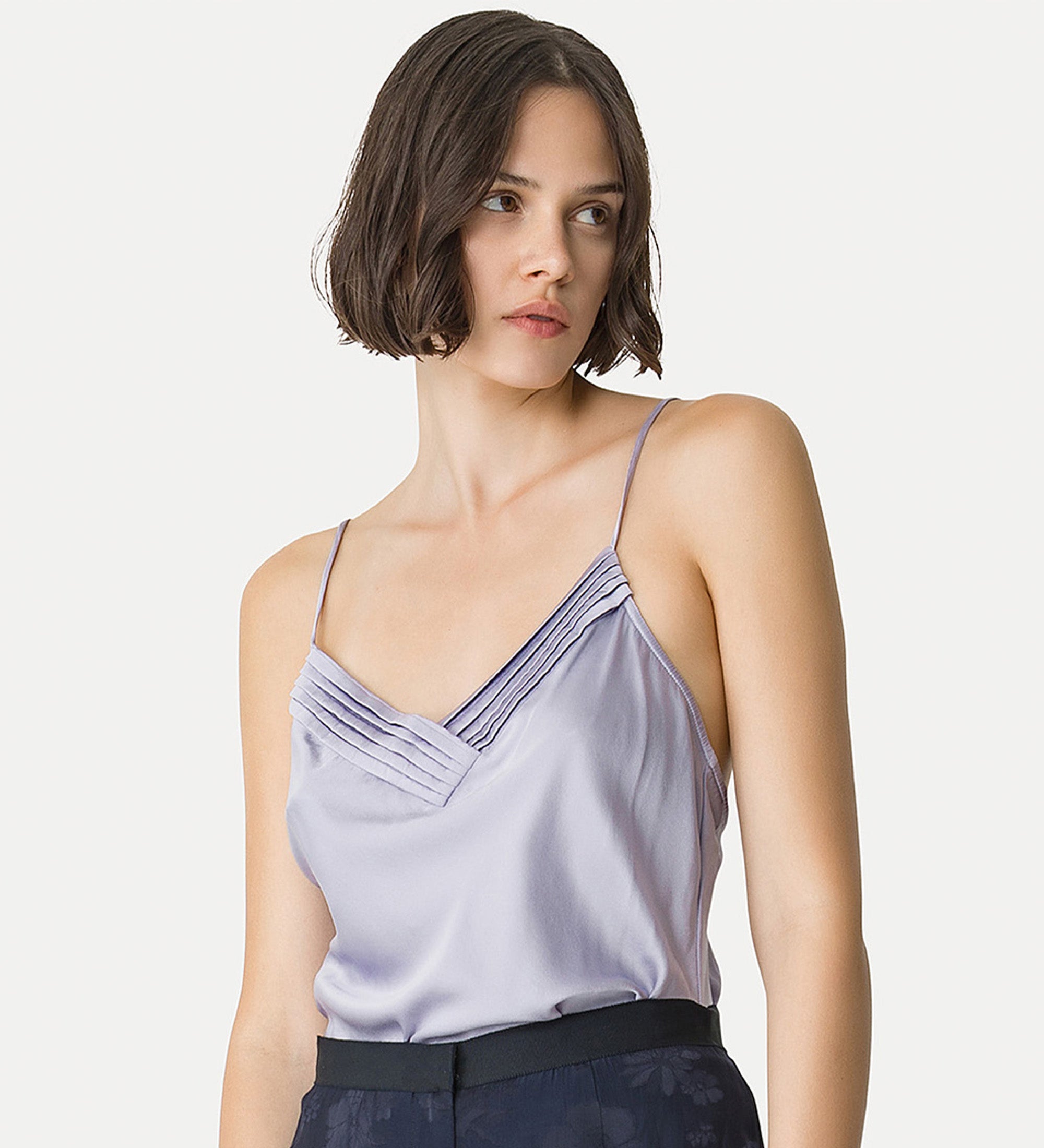 bodysuit in stretch silk satin lilac