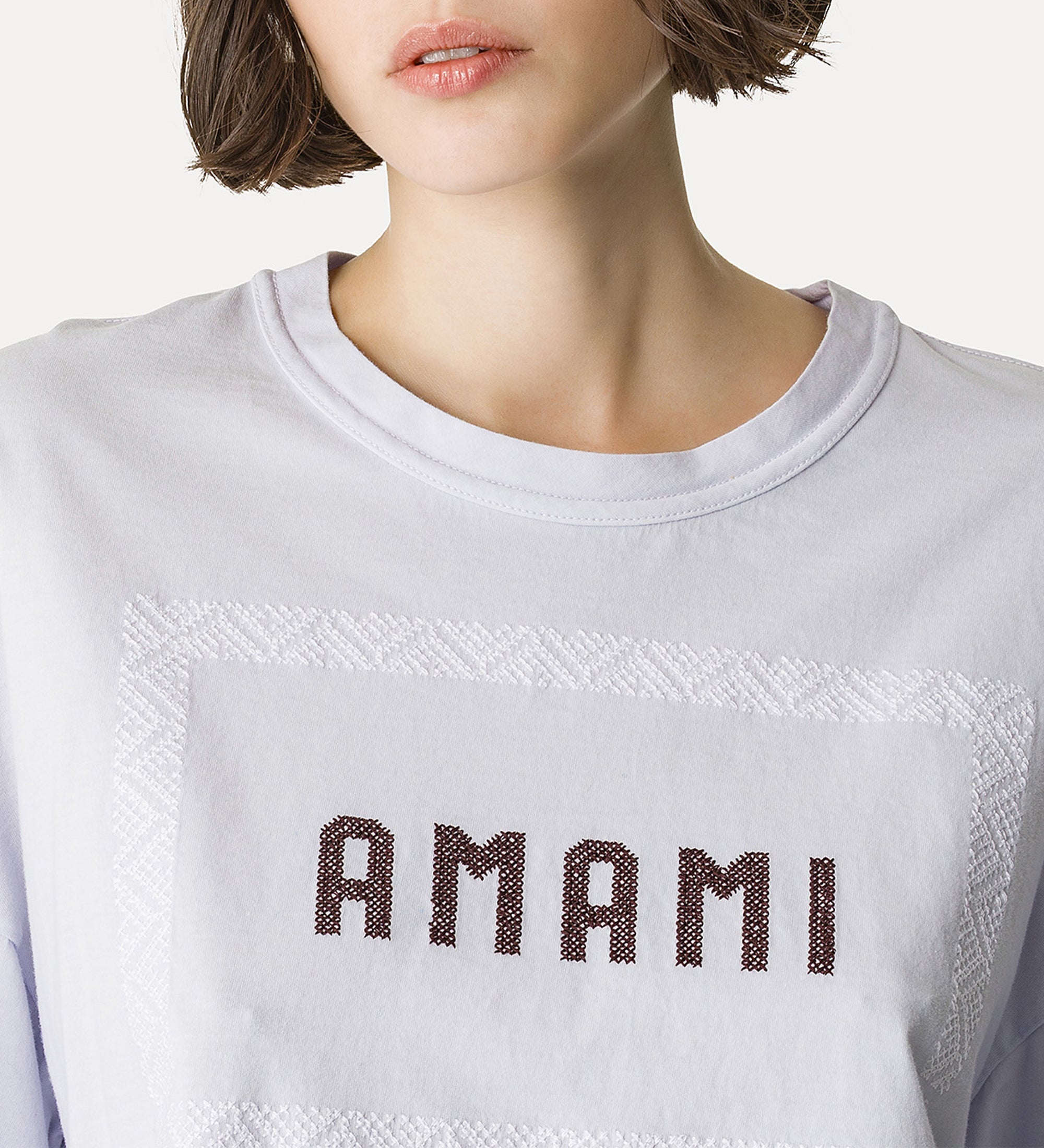 cropped embroidered t-shirt light blue