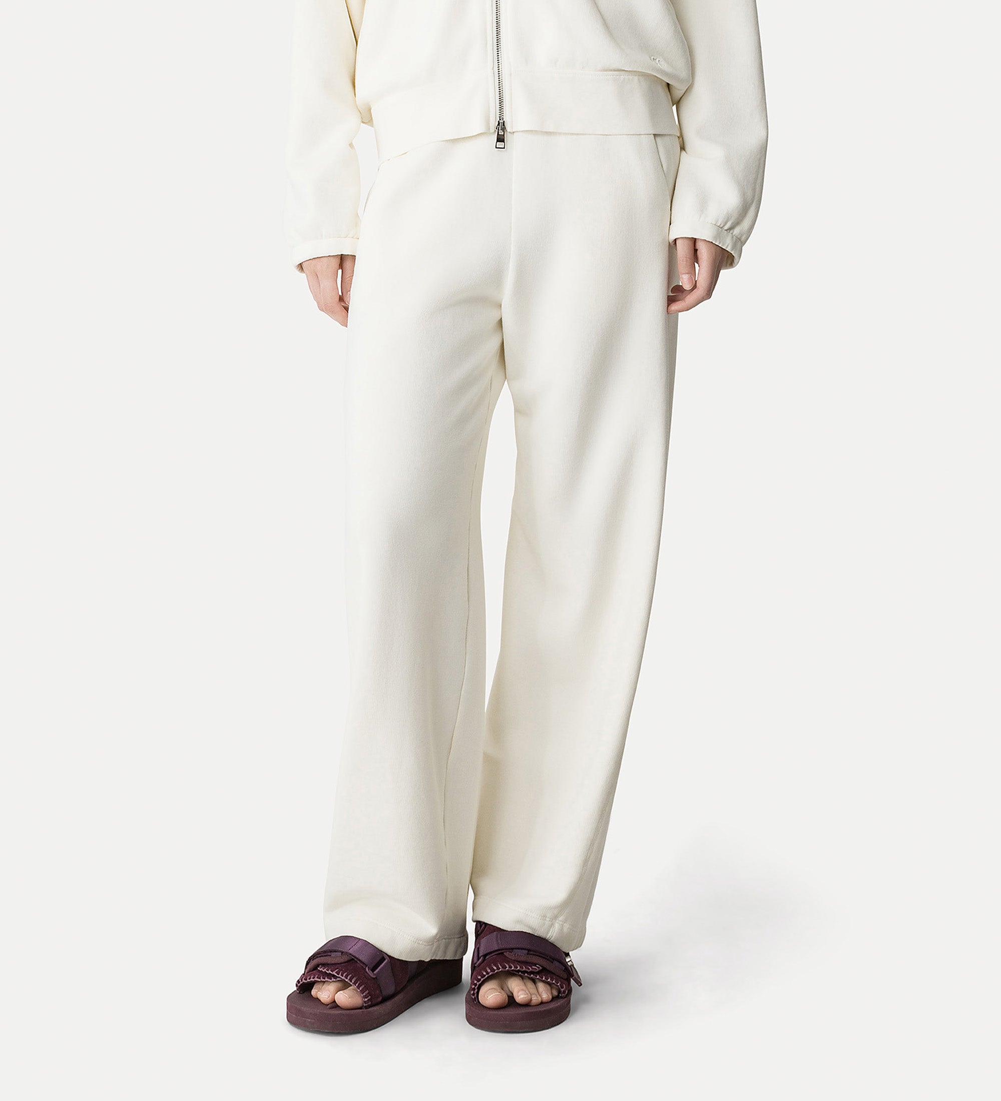 elastic—waist fleece trousers white