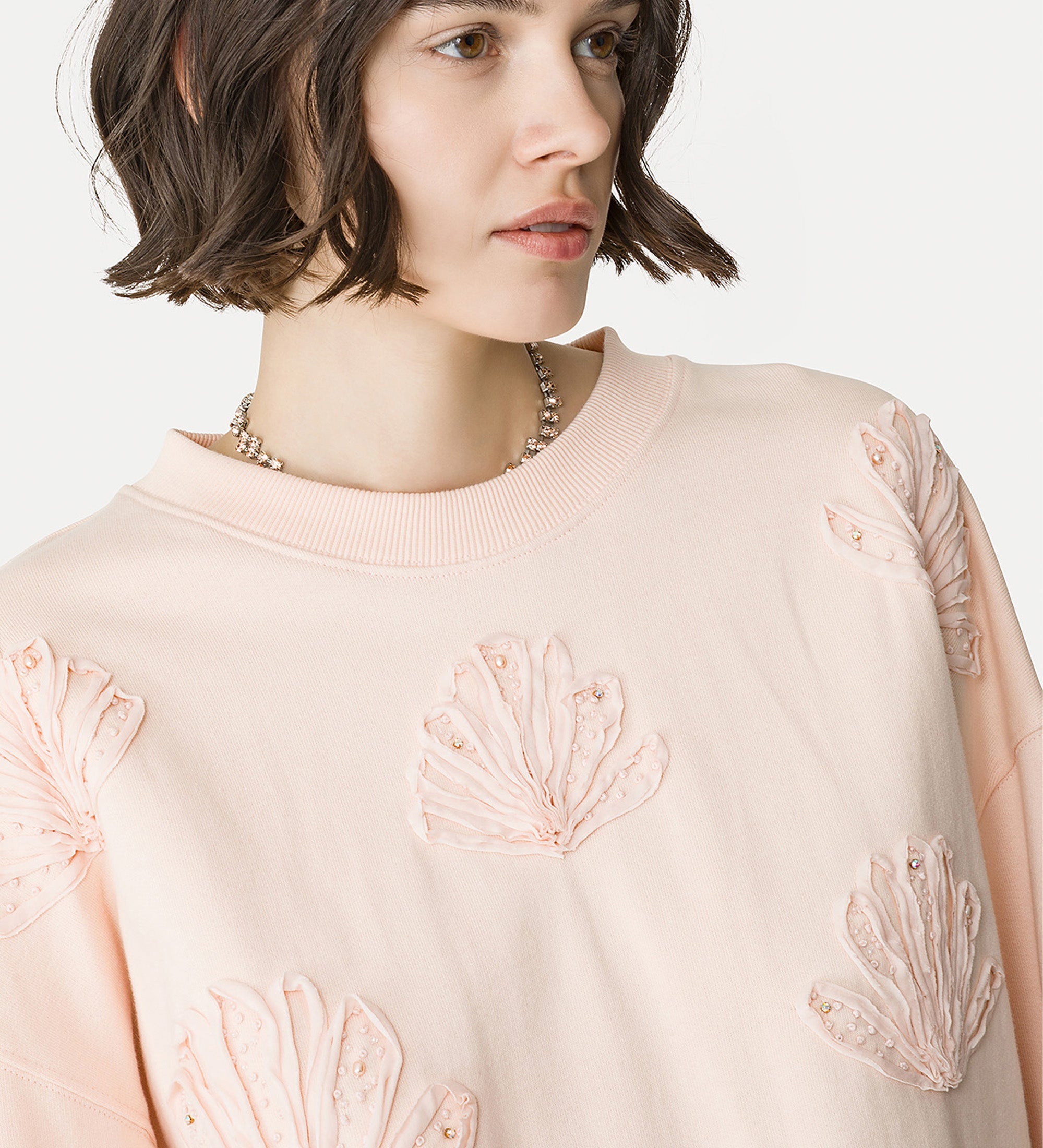 cotton sweatshirt with “lunamaris” embroidery pink