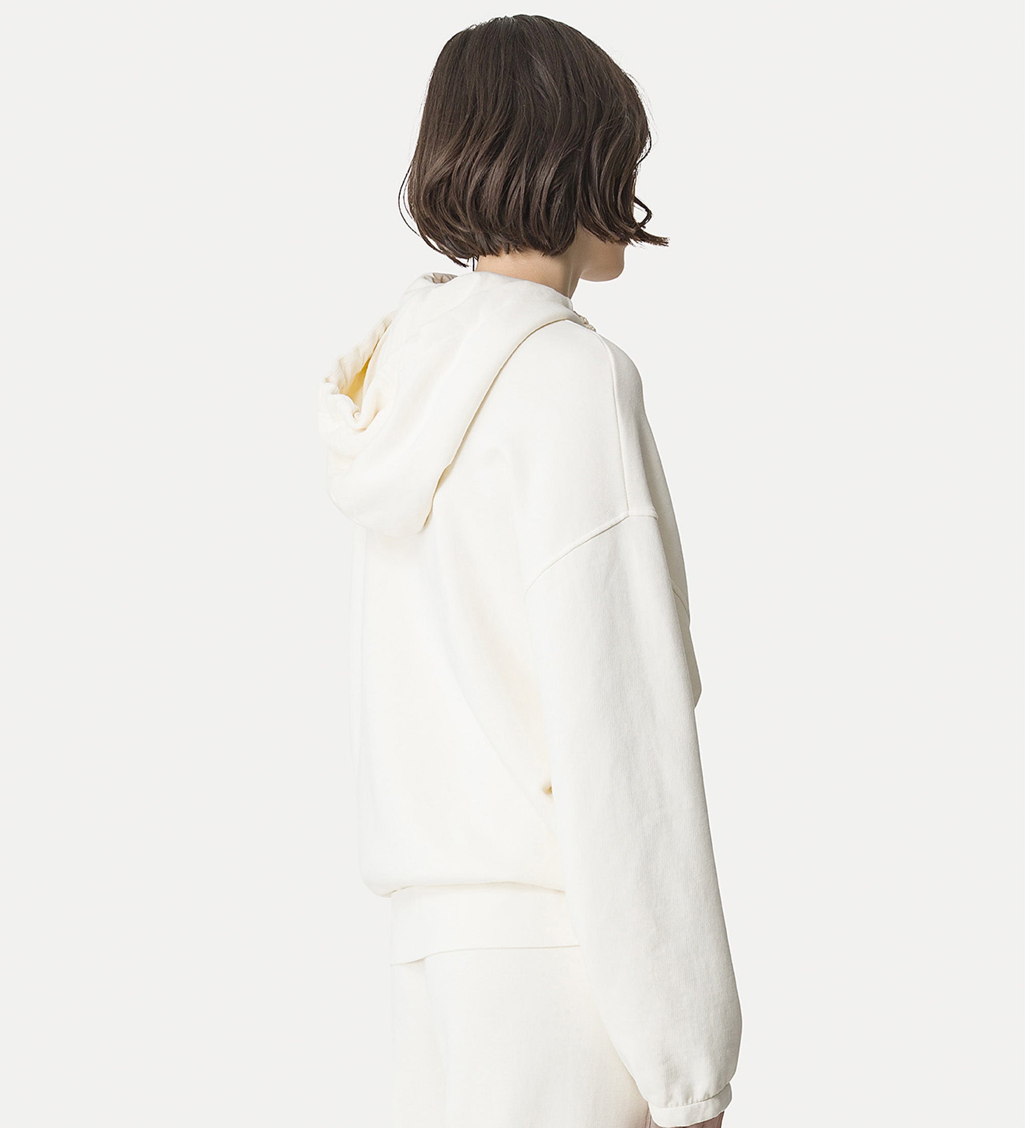 hoodie crochet strings felpa cotone latte