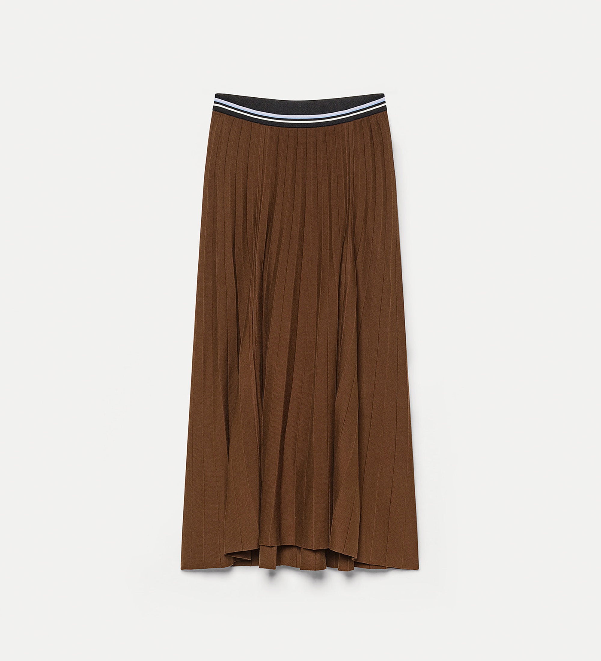 pleated skirt in fabric stitch brown