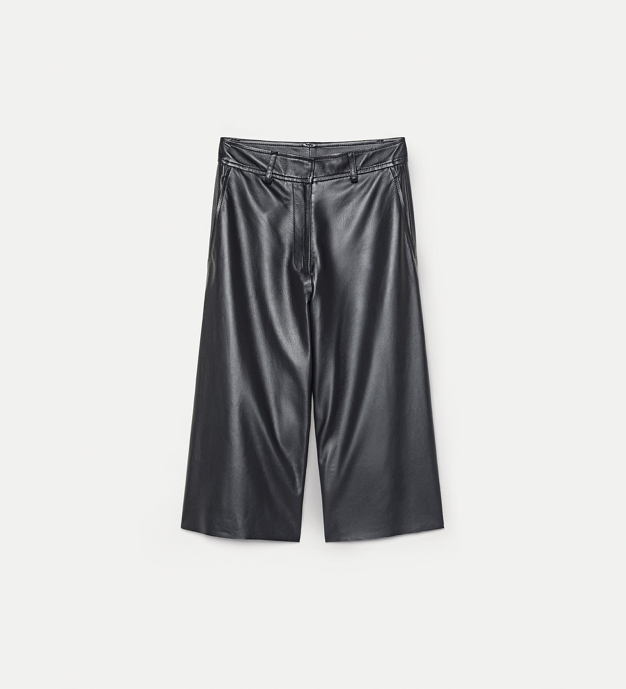 cropped nappa leather trousers black