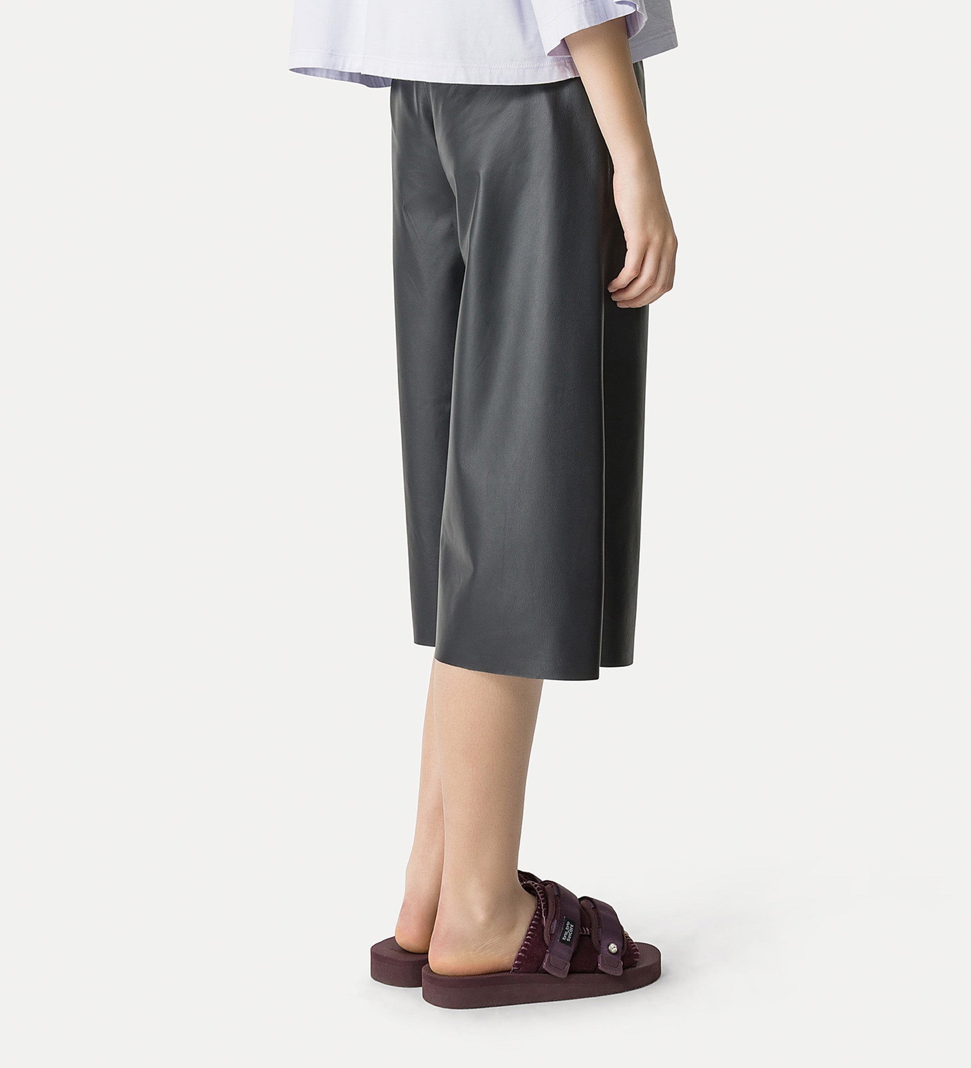 cropped nappa leather trousers black