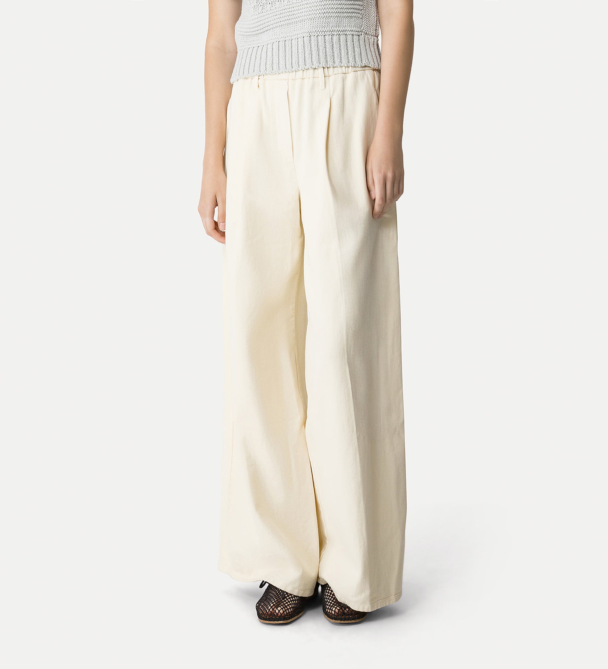 fluid twill trousers white