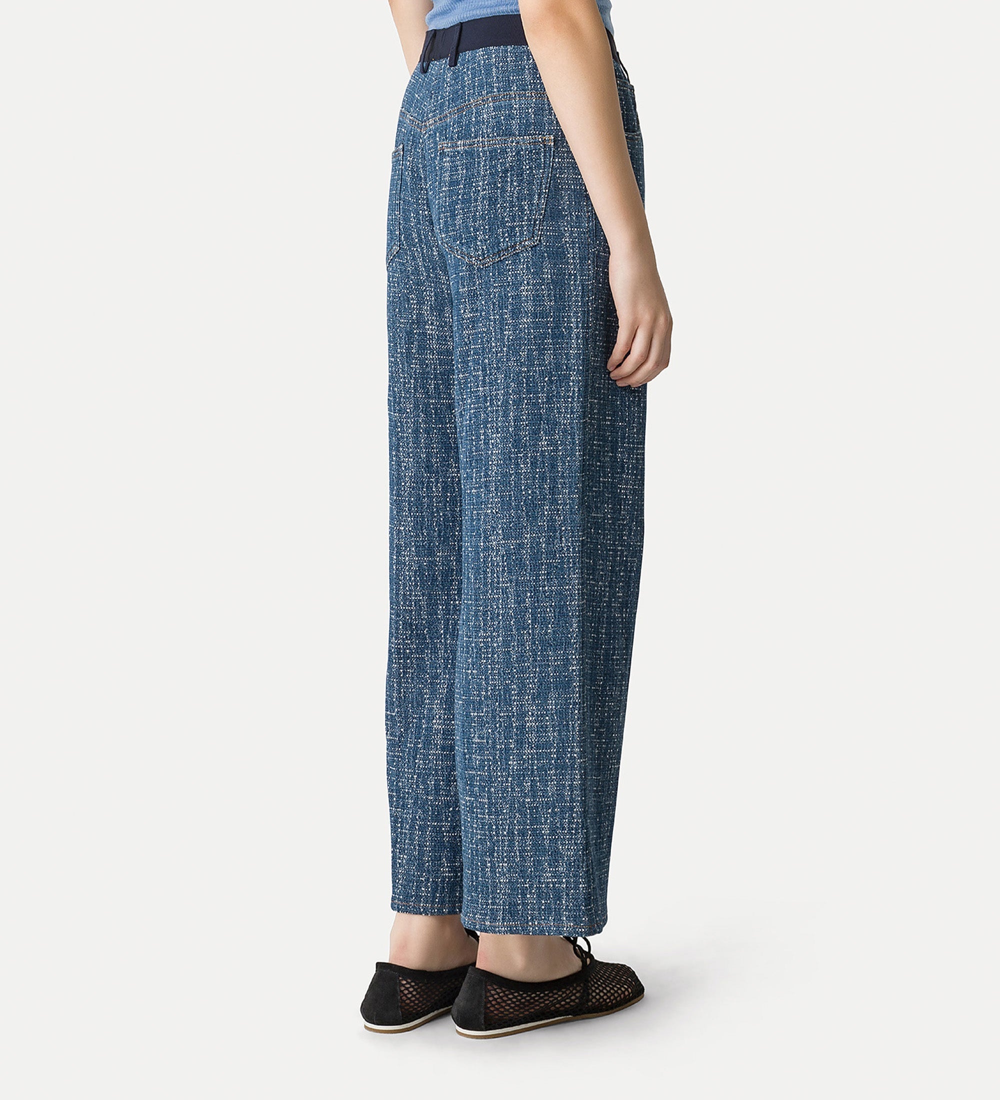 cropped tweed trousers blue