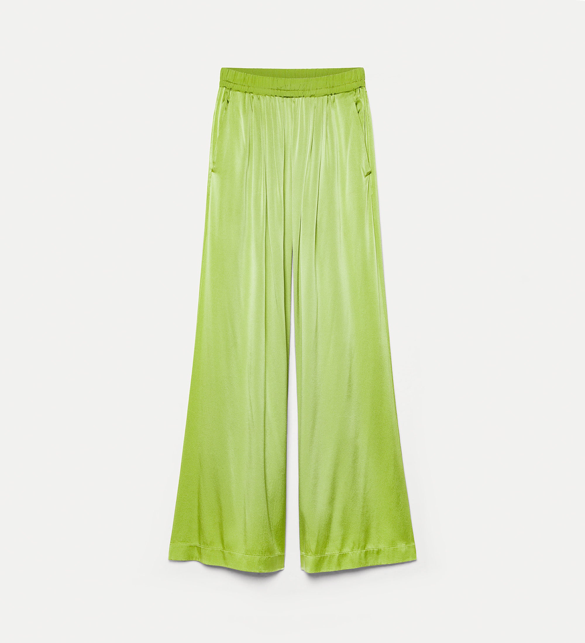 pantalon en satin de soie stretch vert