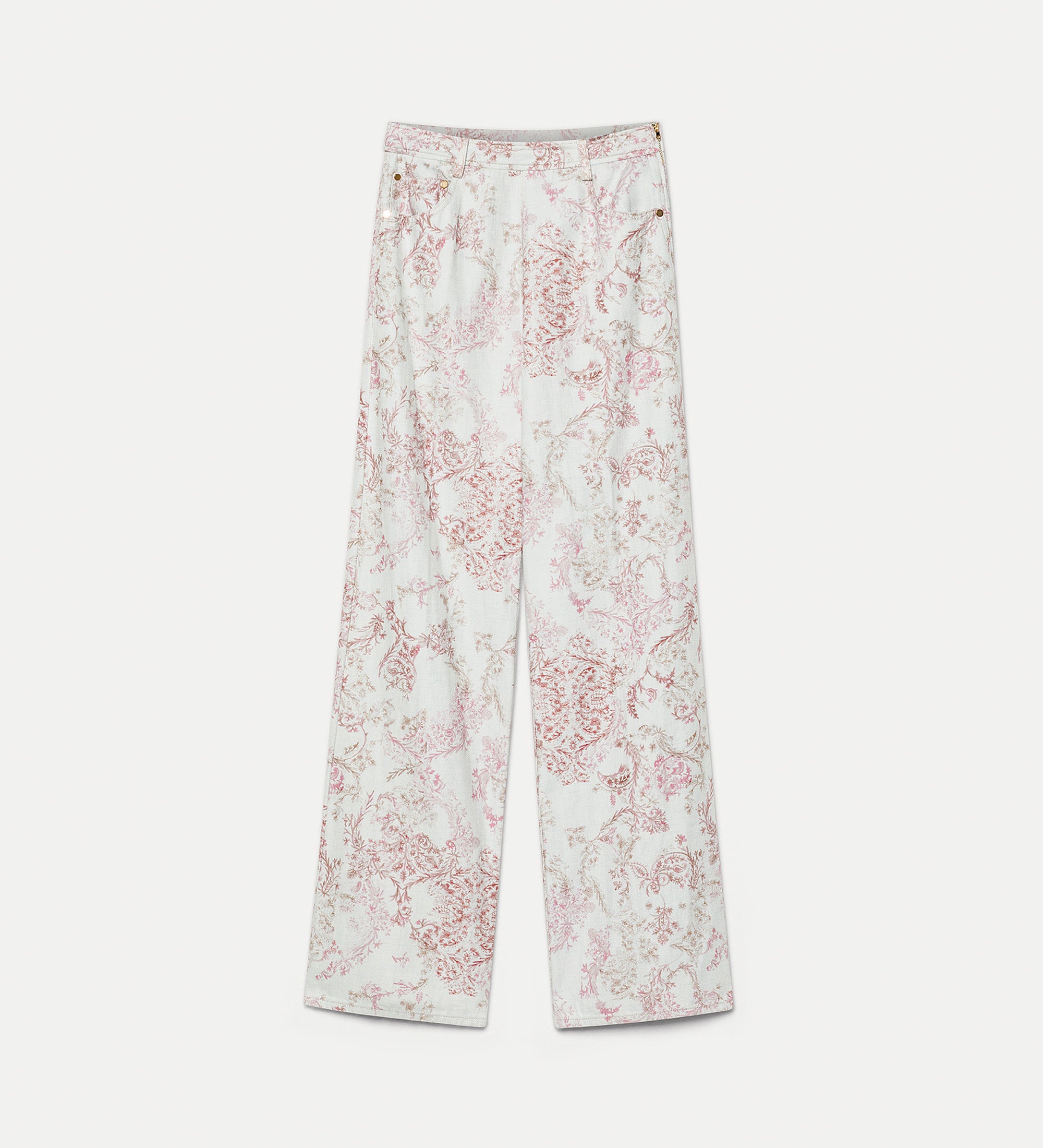 5—pocket denim trousers “nontiscordardime” pink