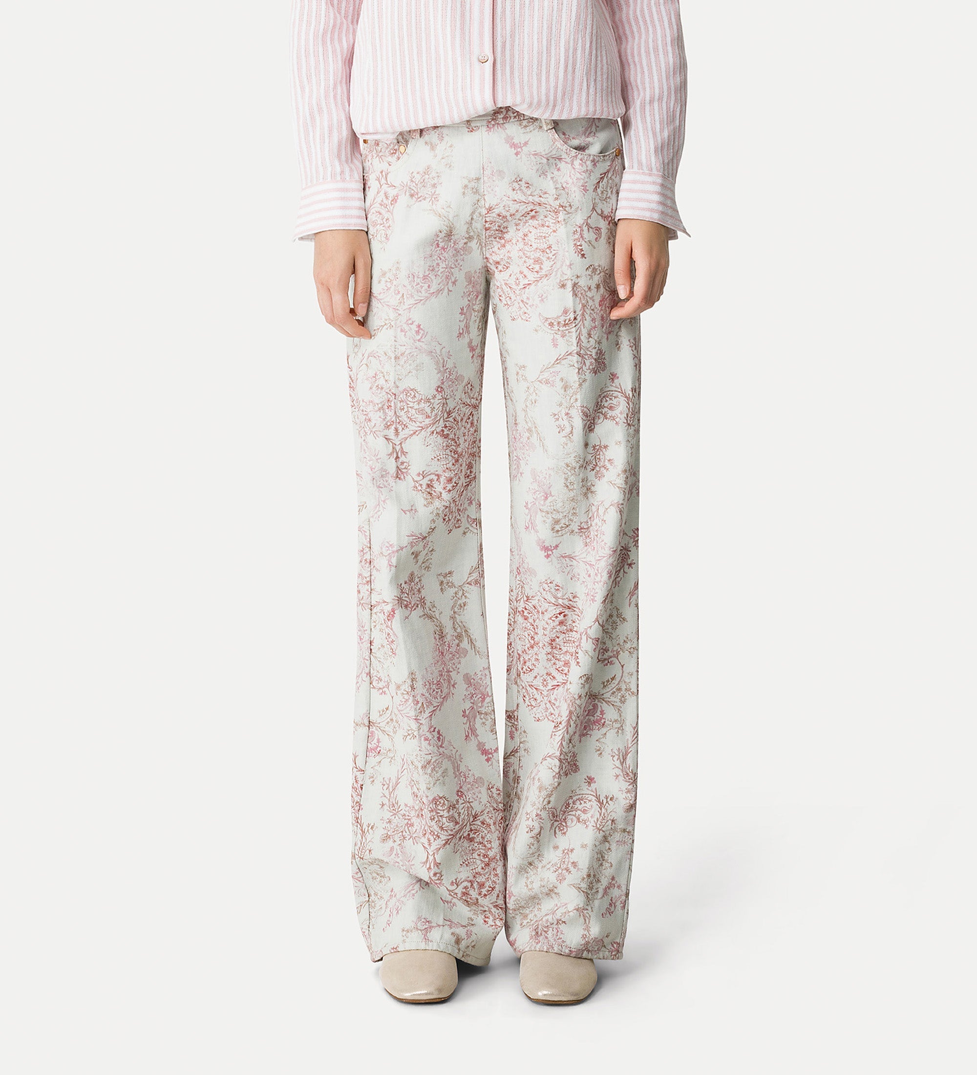 5—pocket denim trousers “nontiscordardime” pink