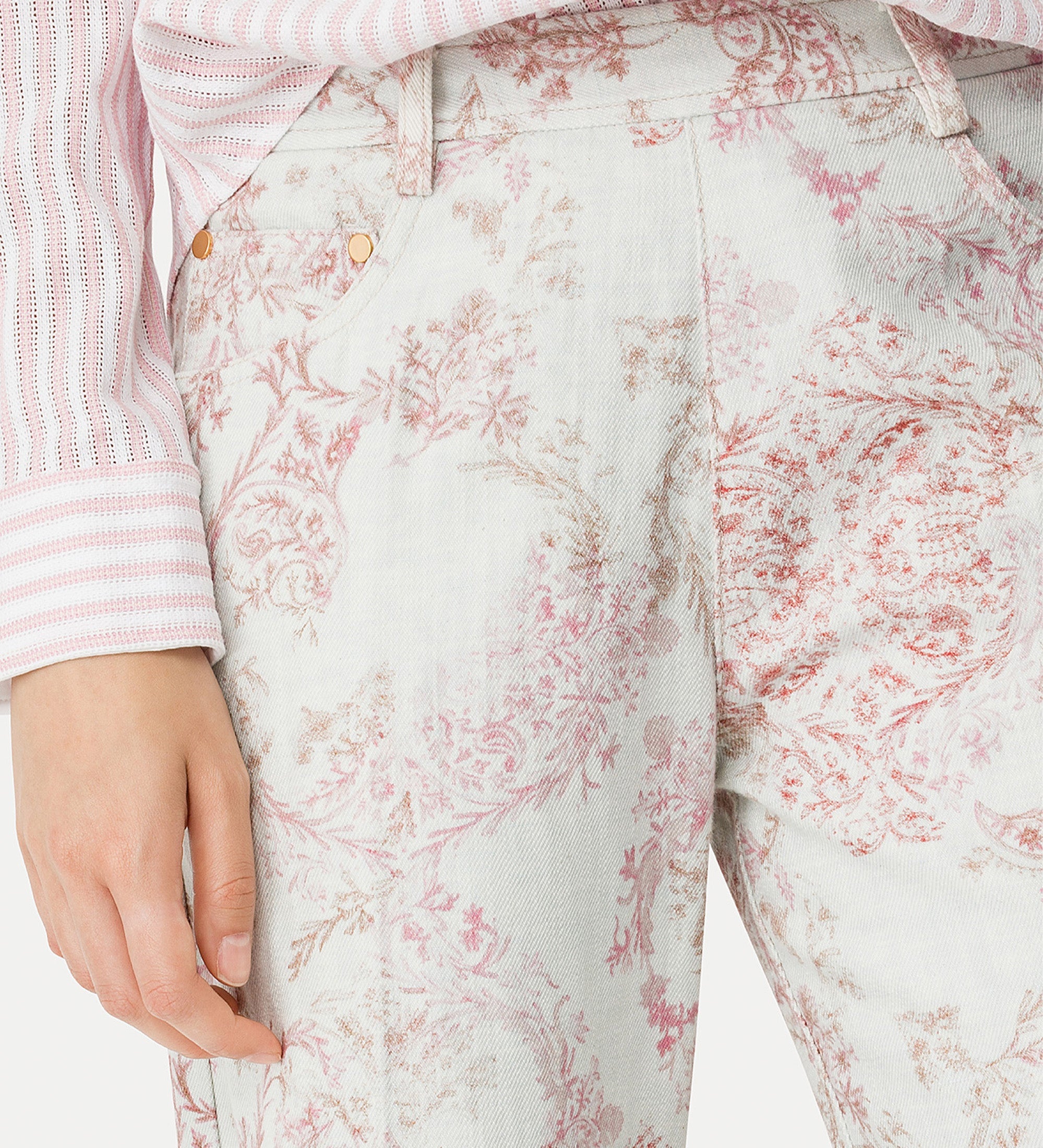 5—pocket denim trousers “nontiscordardime” pink