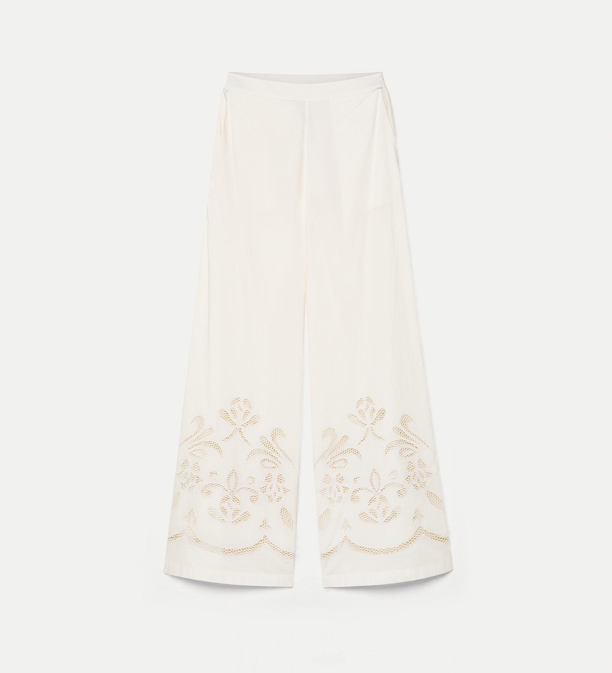 pantalon court en popeline brodé “lunamaris” blanc