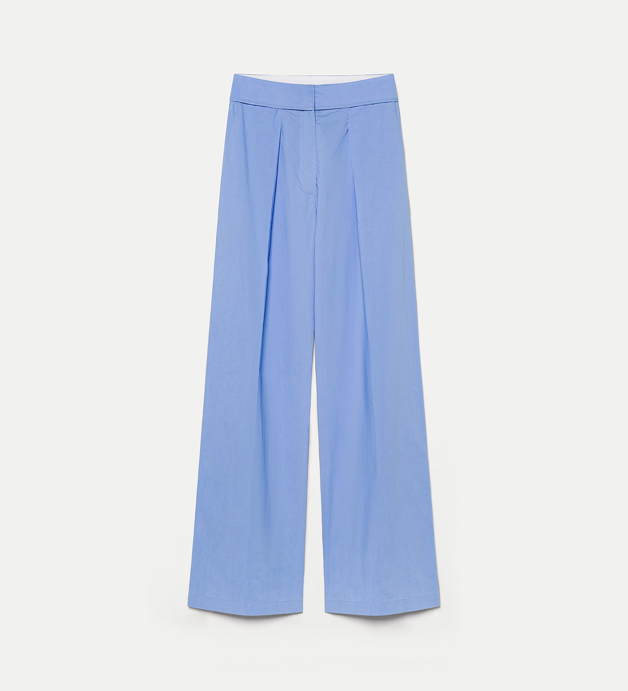 pantalon plissé en popeline bleu clair